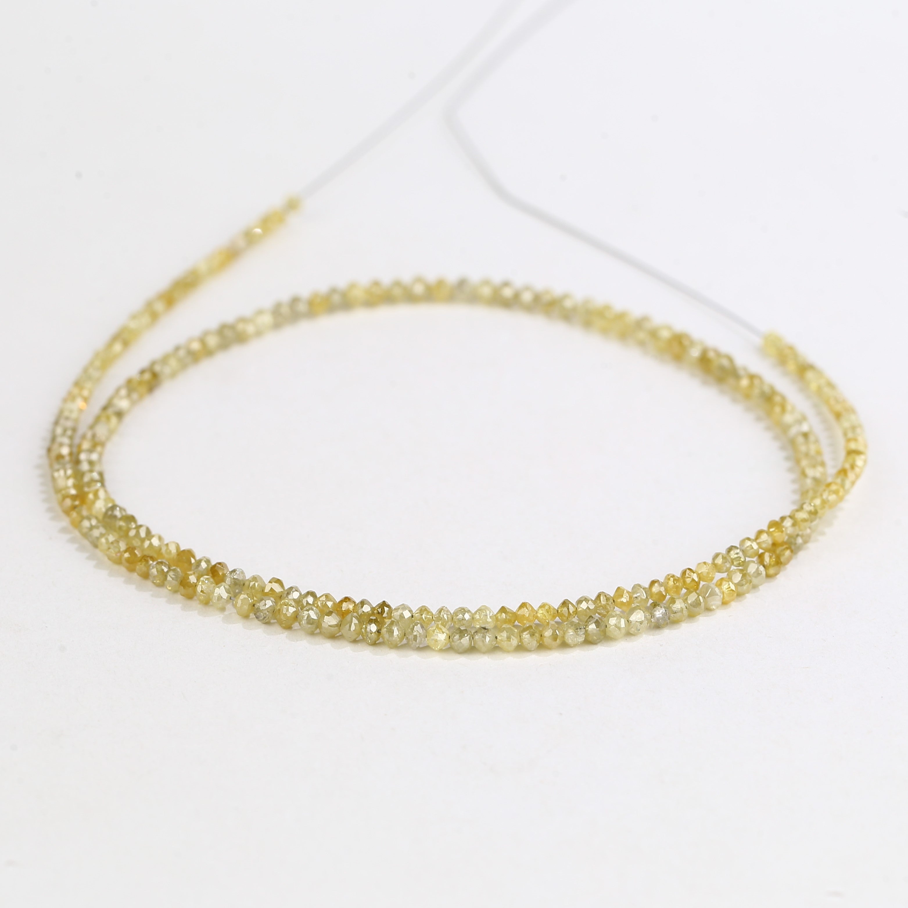 15 Carat Natural Yellow Diamond Beads Necklace Balls Cut Faceted