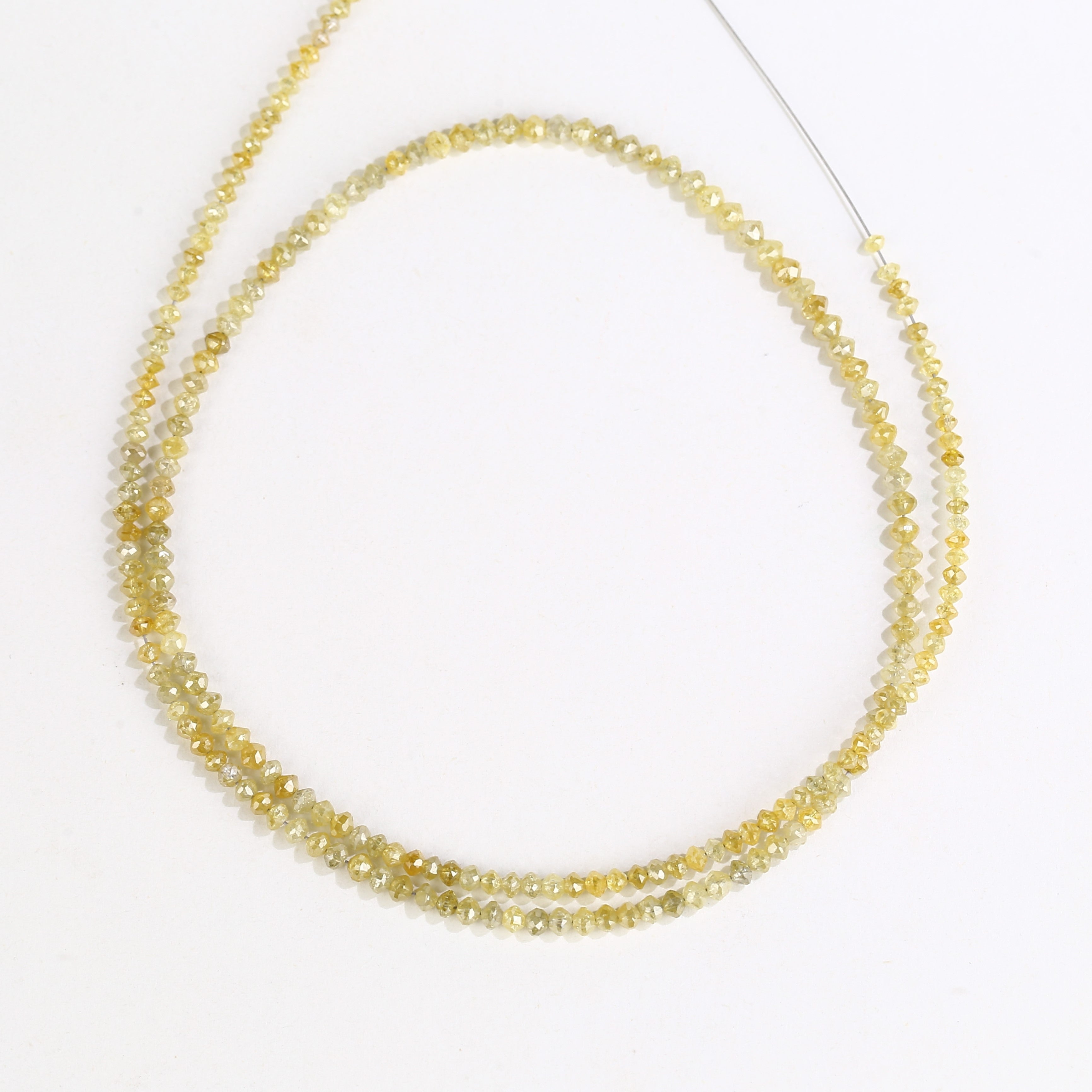 15 Carat Natural Yellow Diamond Beads Necklace Balls Cut Faceted