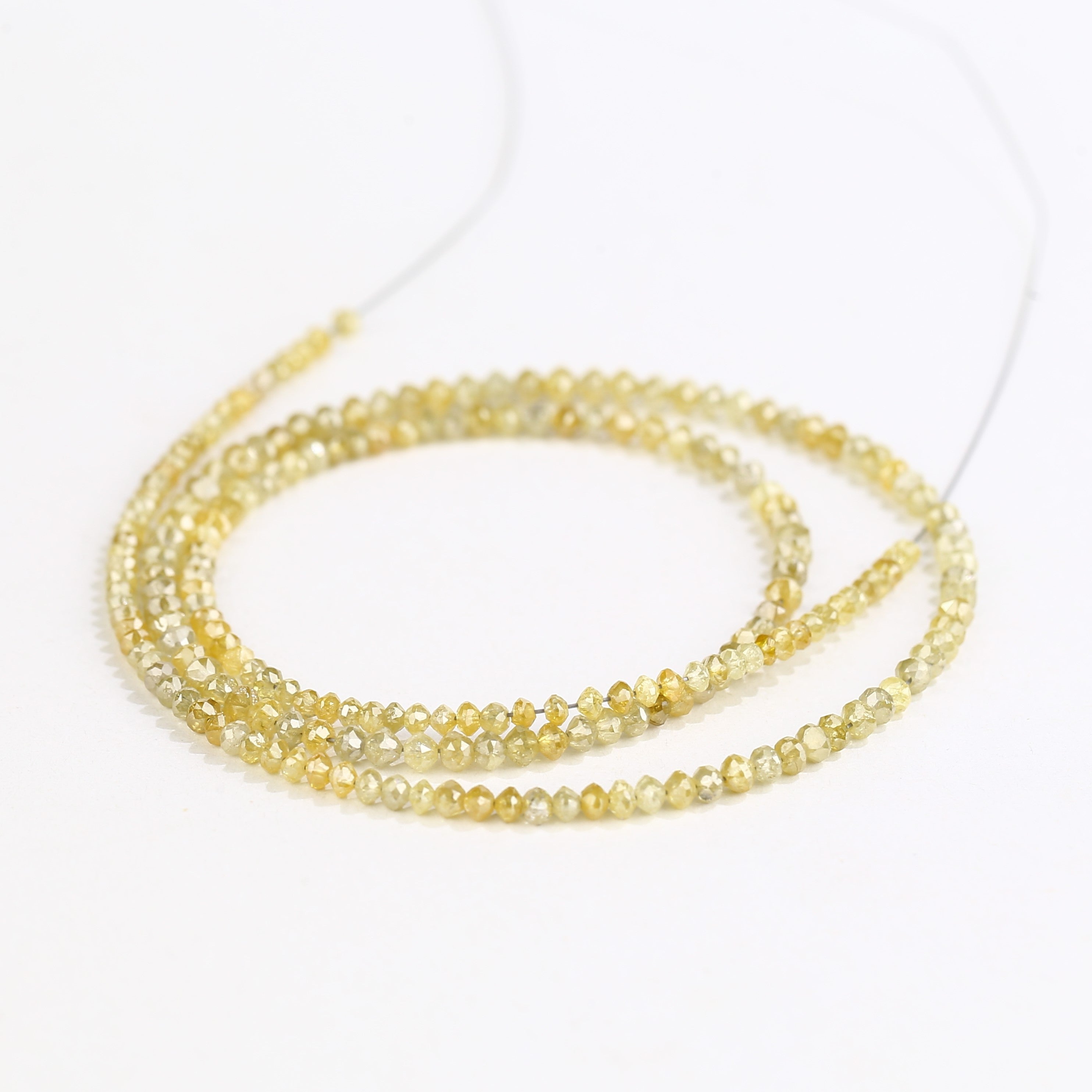 15 Carat Natural Yellow Diamond Beads Necklace Balls Cut Faceted