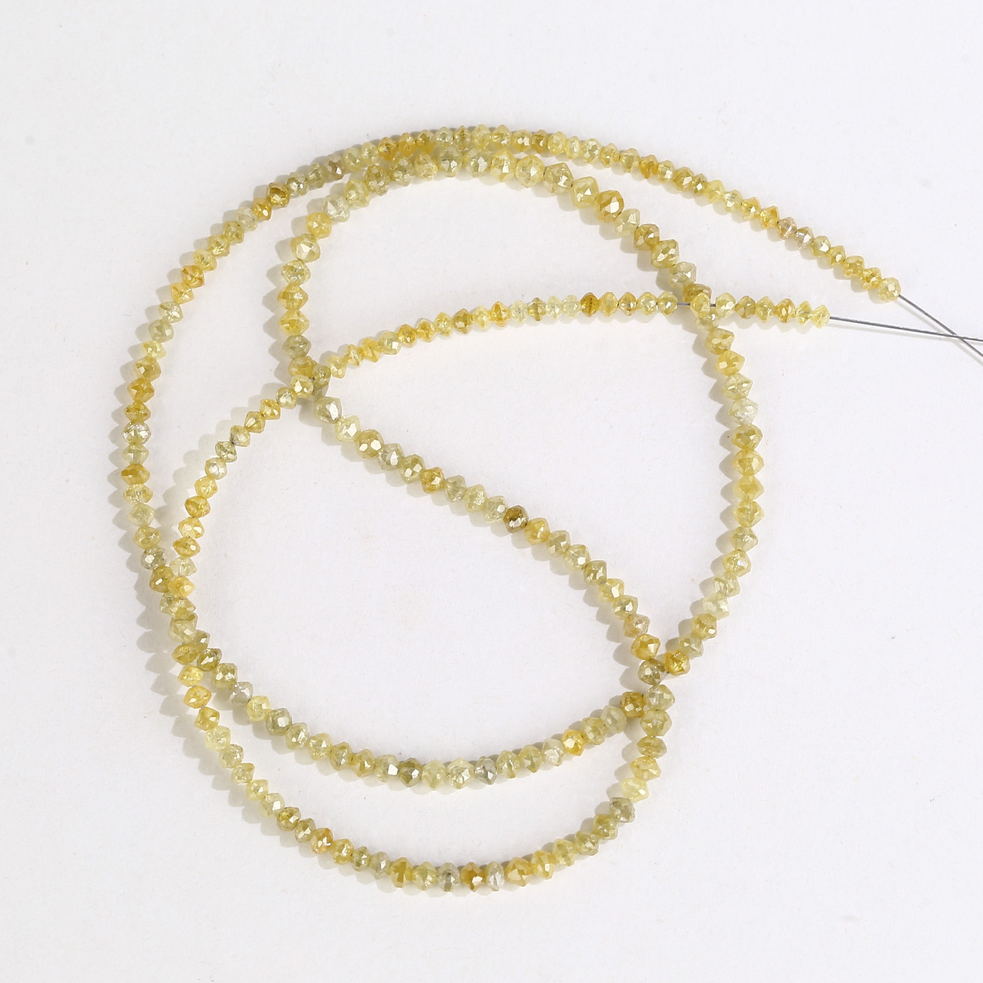 15 Carat Natural Yellow Diamond Beads Necklace Balls Cut Faceted