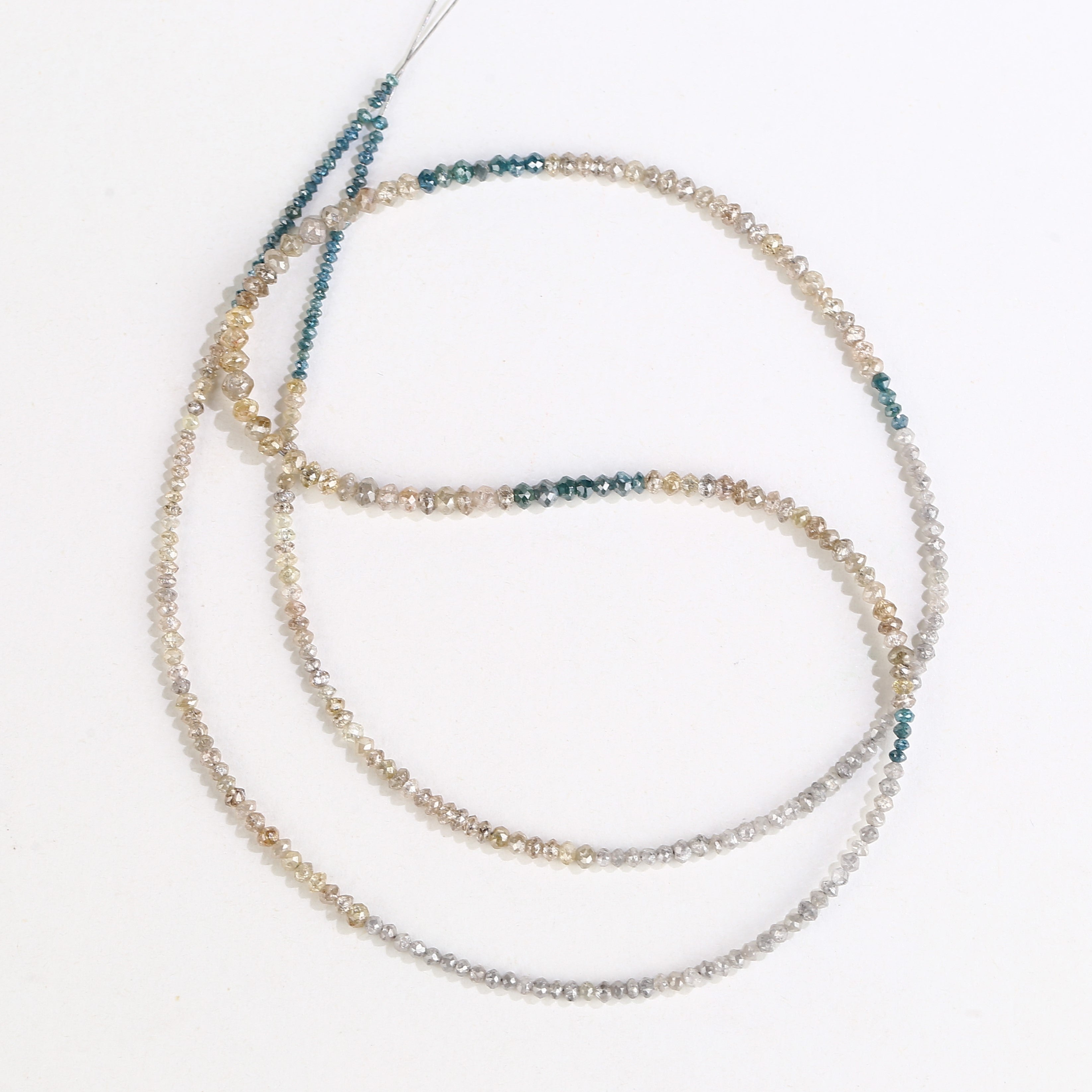 15 Carat Blue Yellow Gray Natural Diamond Beads Full Strand 1.30-2 MM