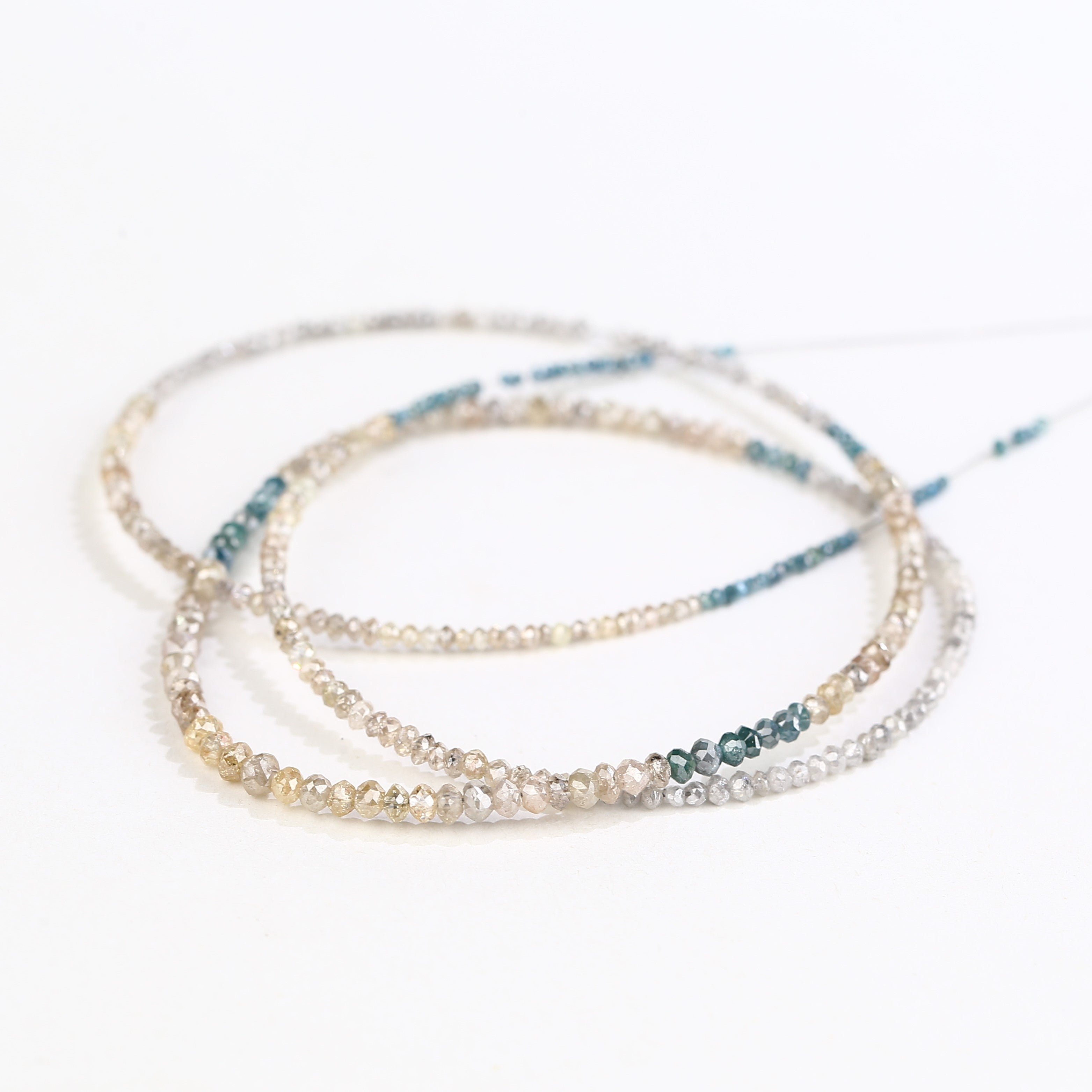 15 Carat Blue Yellow Gray Natural Diamond Beads Full Strand 1.30-2 MM