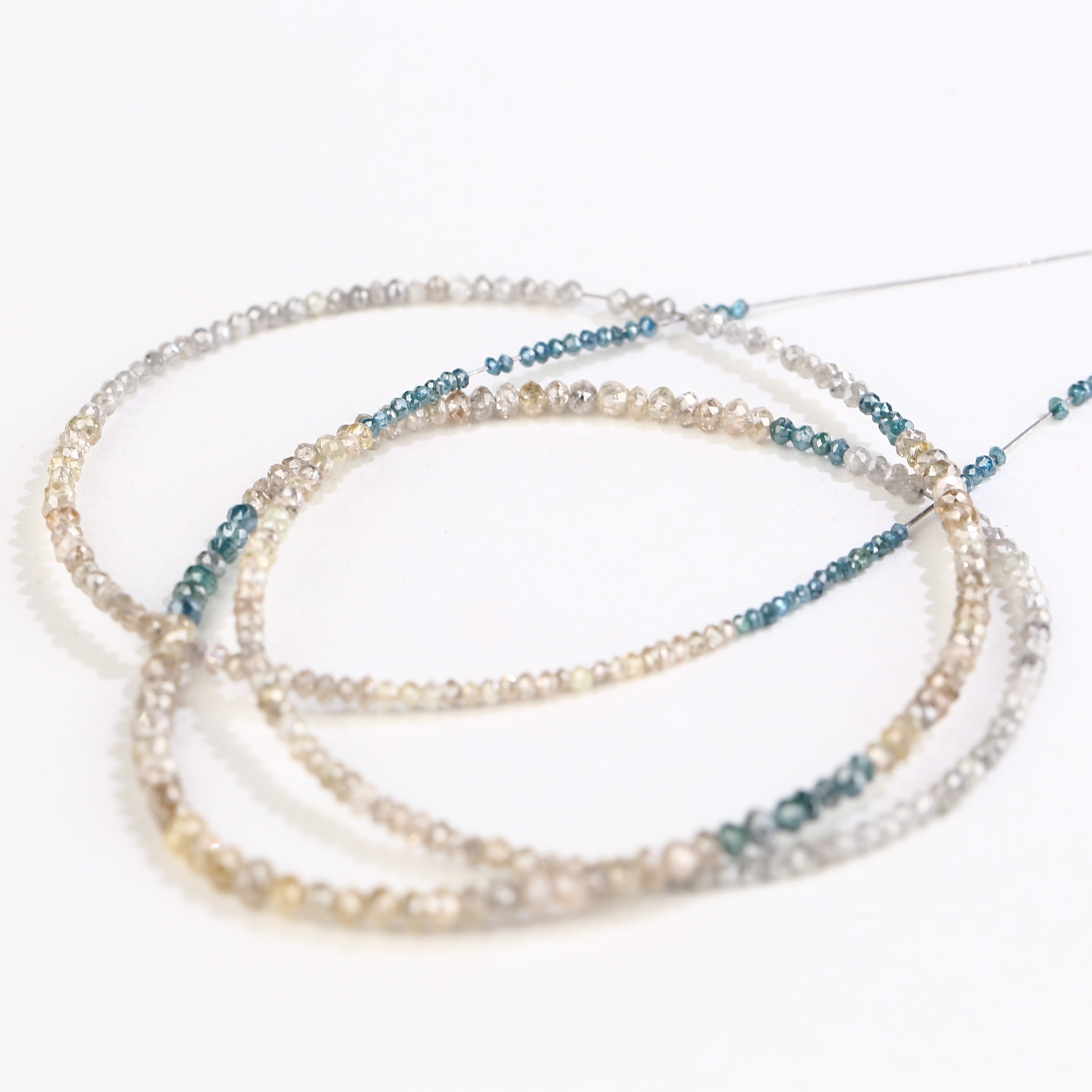 15 Carat Blue Yellow Gray Natural Diamond Beads Full Strand 1.30-2 MM