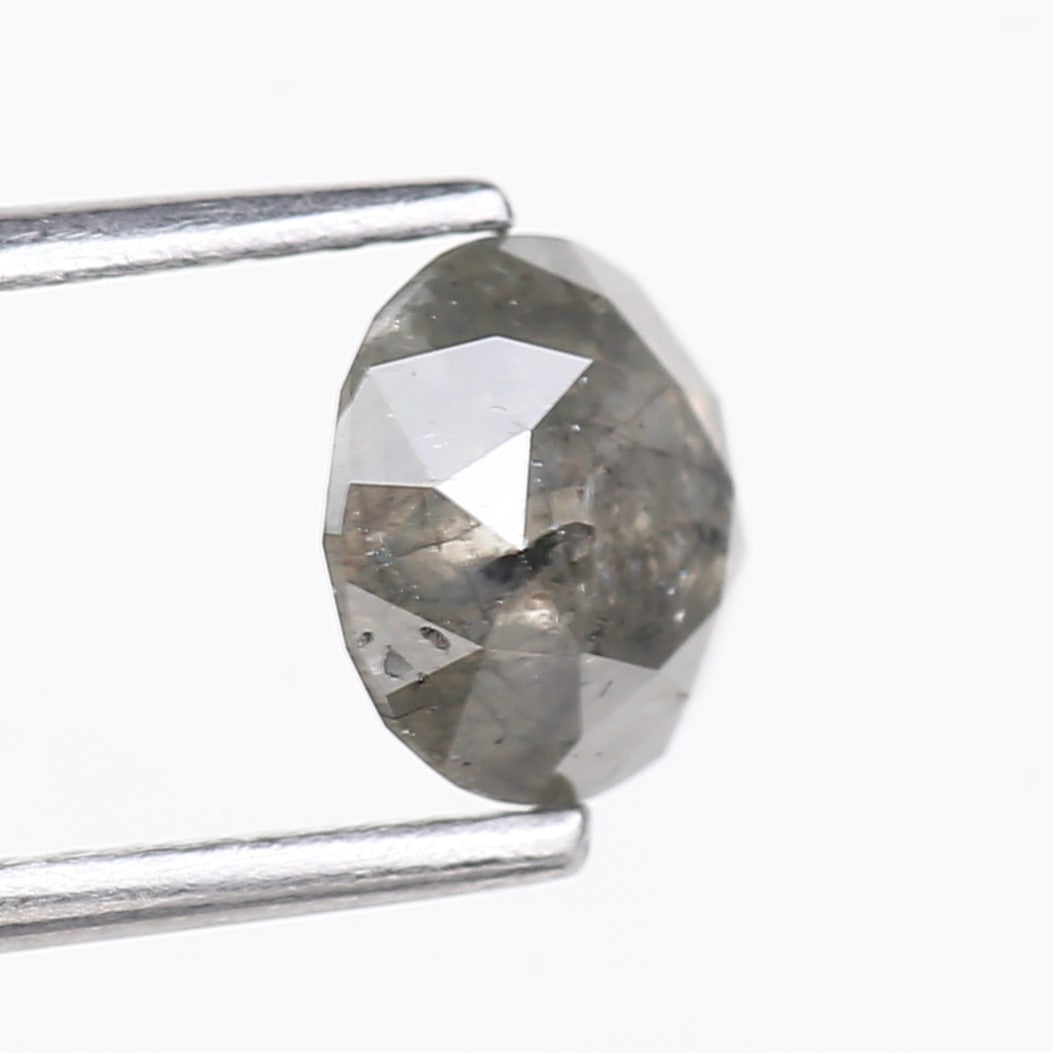 1.52 Carat Natural Round Grey Salt and Pepper Diamond 6.91 MM