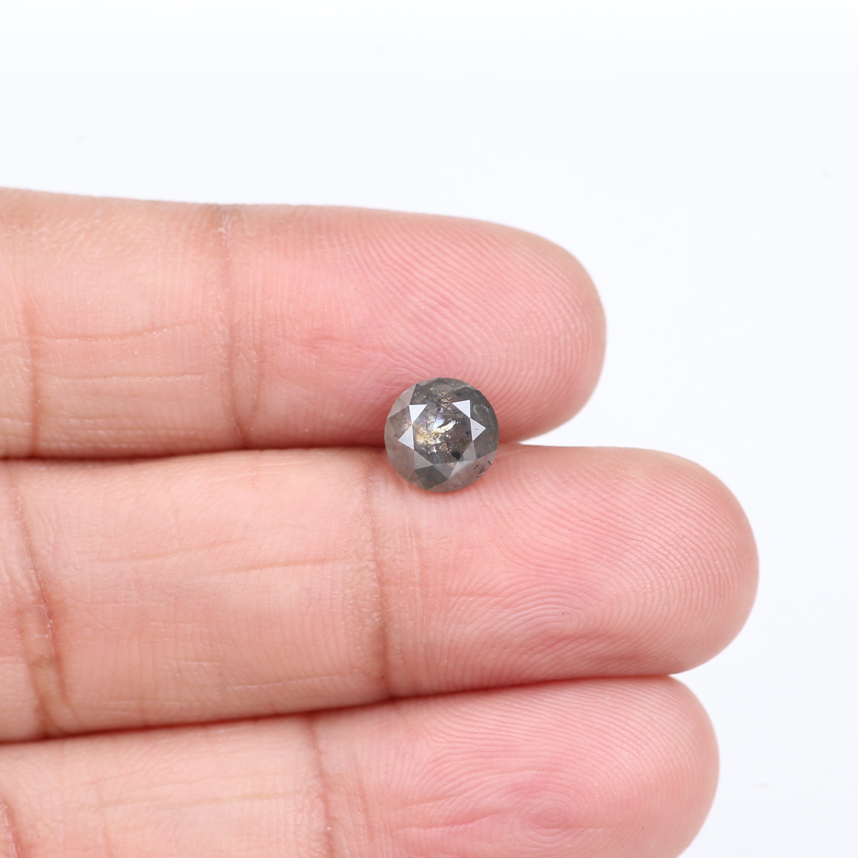 1.52 Carat Natural Round Grey Salt and Pepper Diamond 6.91 MM