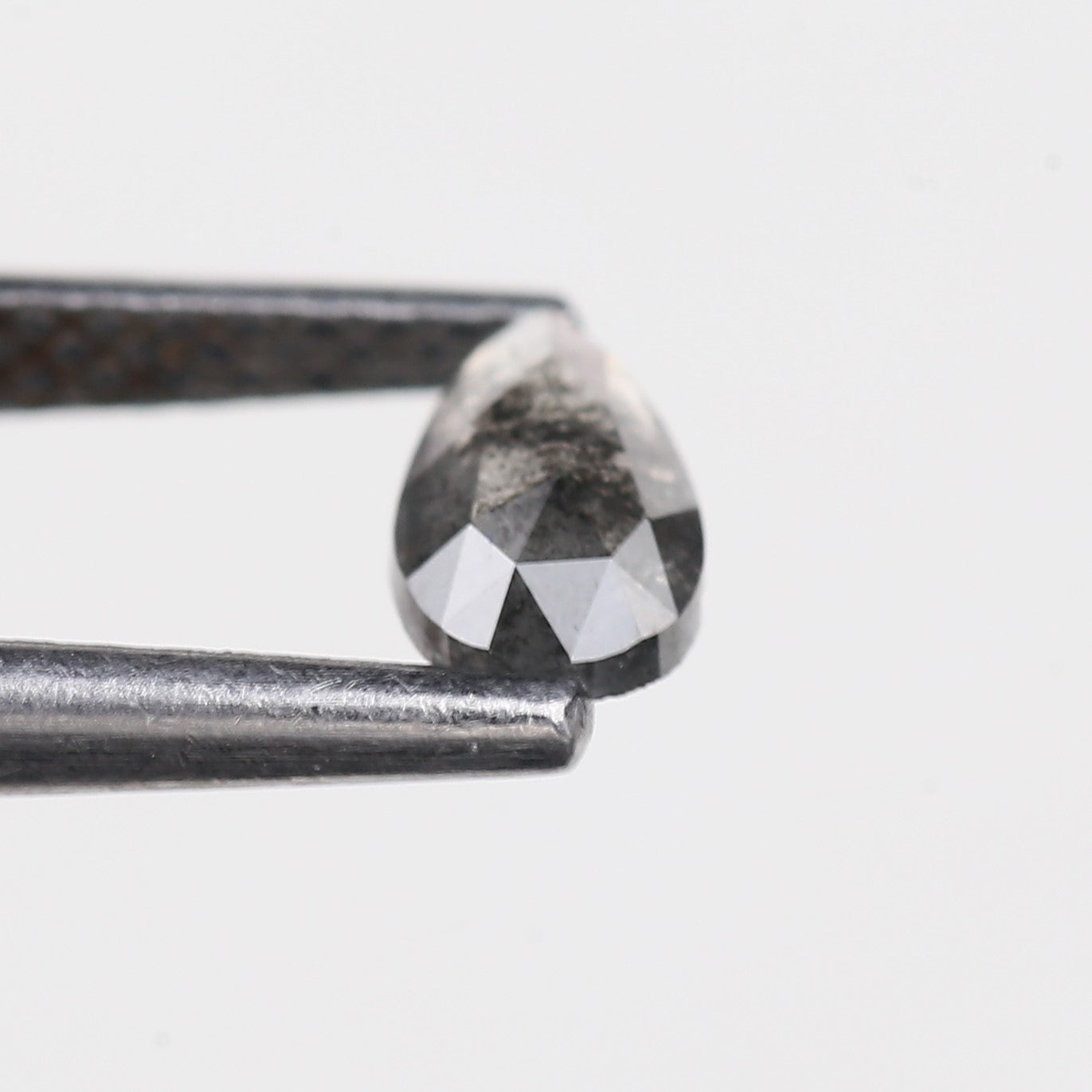 0.29 Carat Natural Rose Cut Pear Salt and Pepper Diamond 5.60 MM