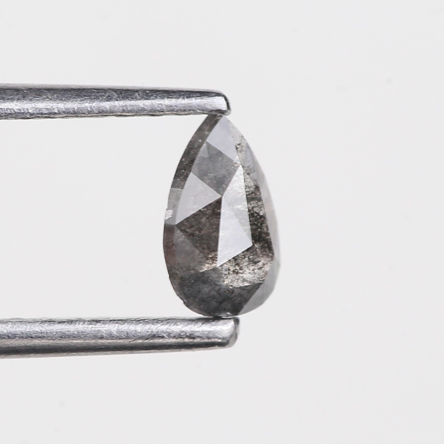 0.29 Carat Natural Rose Cut Pear Salt and Pepper Diamond 5.60 MM