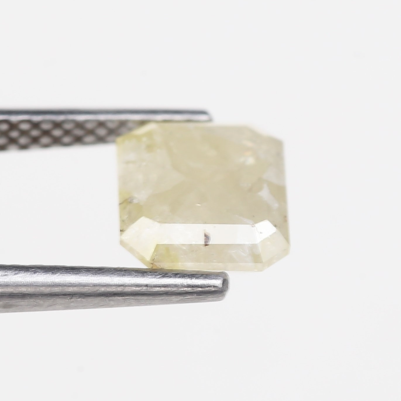 1.56 Carat Natural Emerald Cut Yellowish Gray Salt Pepper Diamond 7.10 MM
