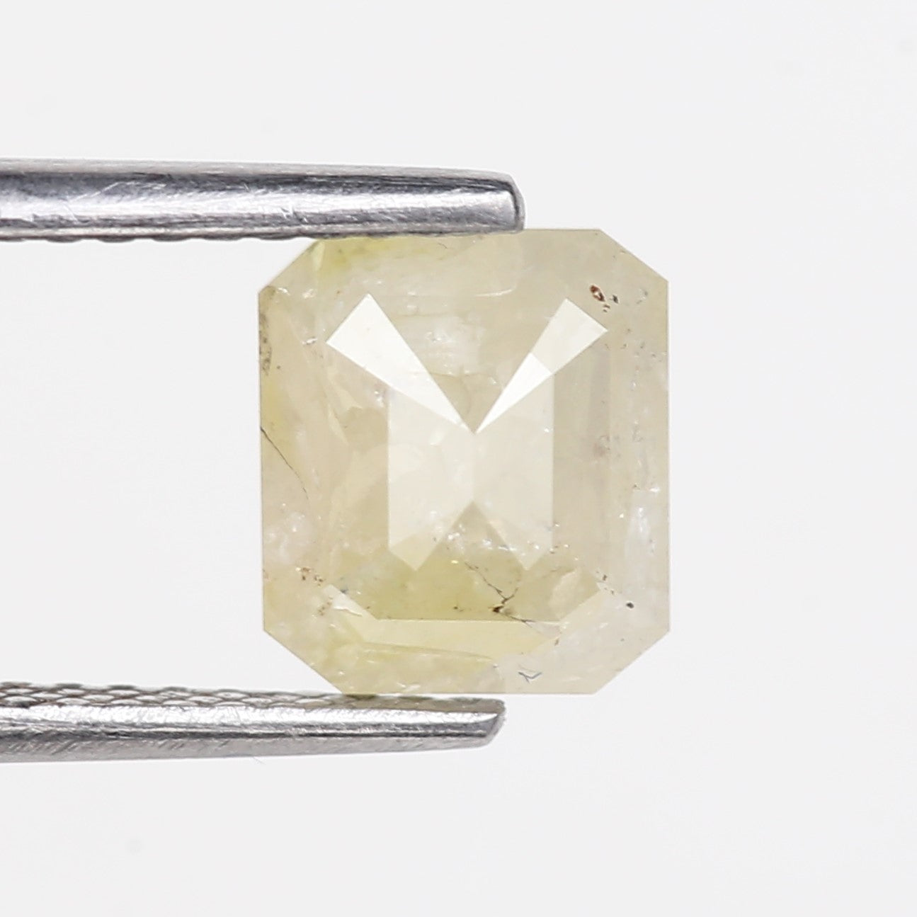 1.56 Carat Natural Emerald Cut Yellowish Gray Salt Pepper Diamond 7.10 MM