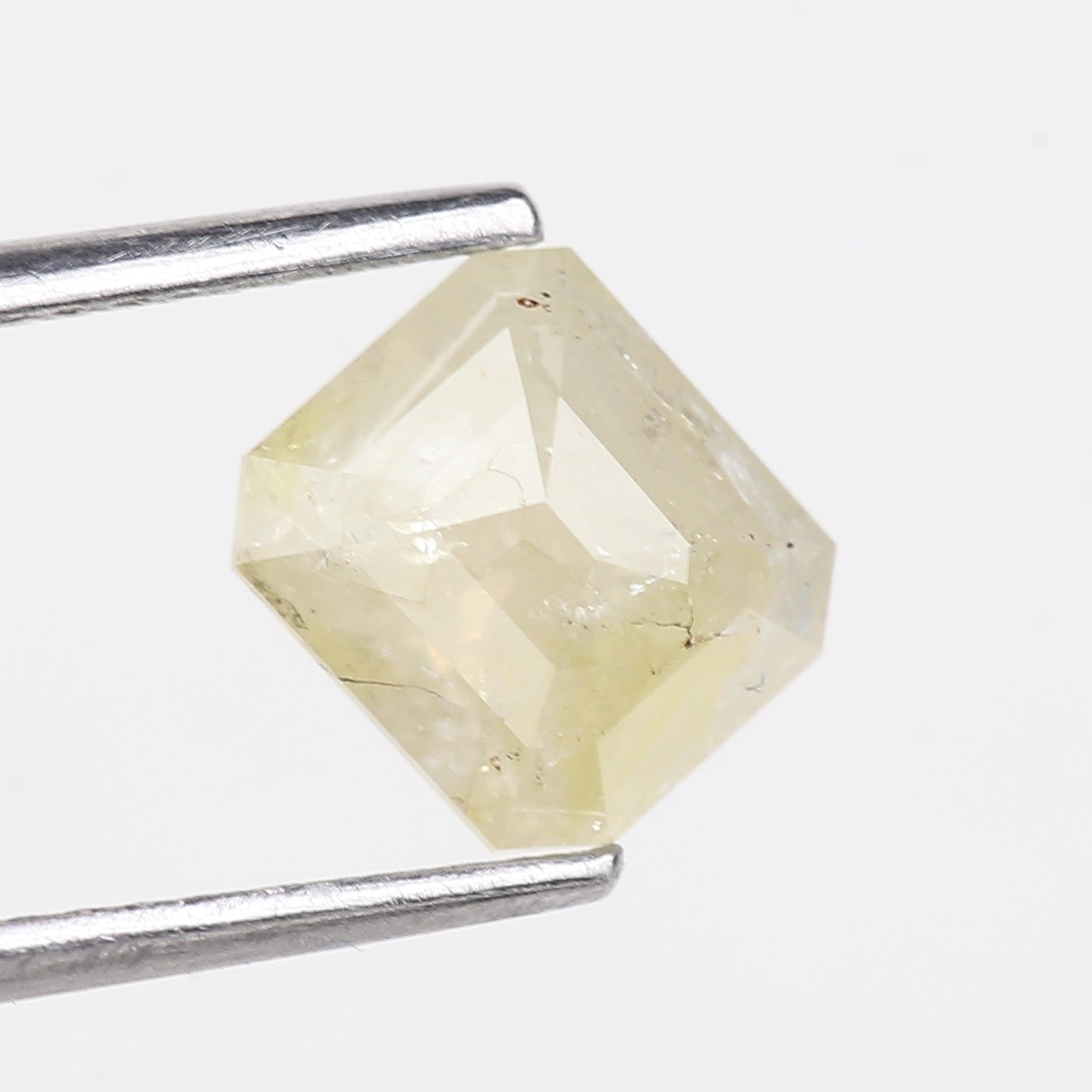 1.56 Carat Natural Emerald Cut Yellowish Gray Salt Pepper Diamond 7.10 MM