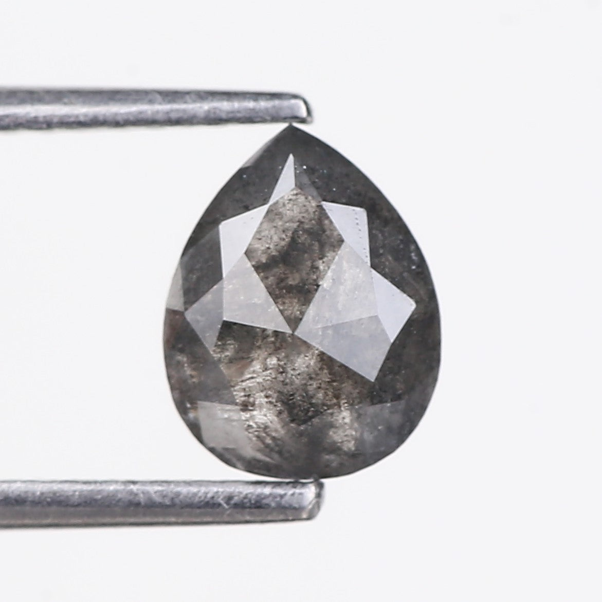 1.23 Carat Natural Pear Salt and Pepper Diamond 7.51 MM
