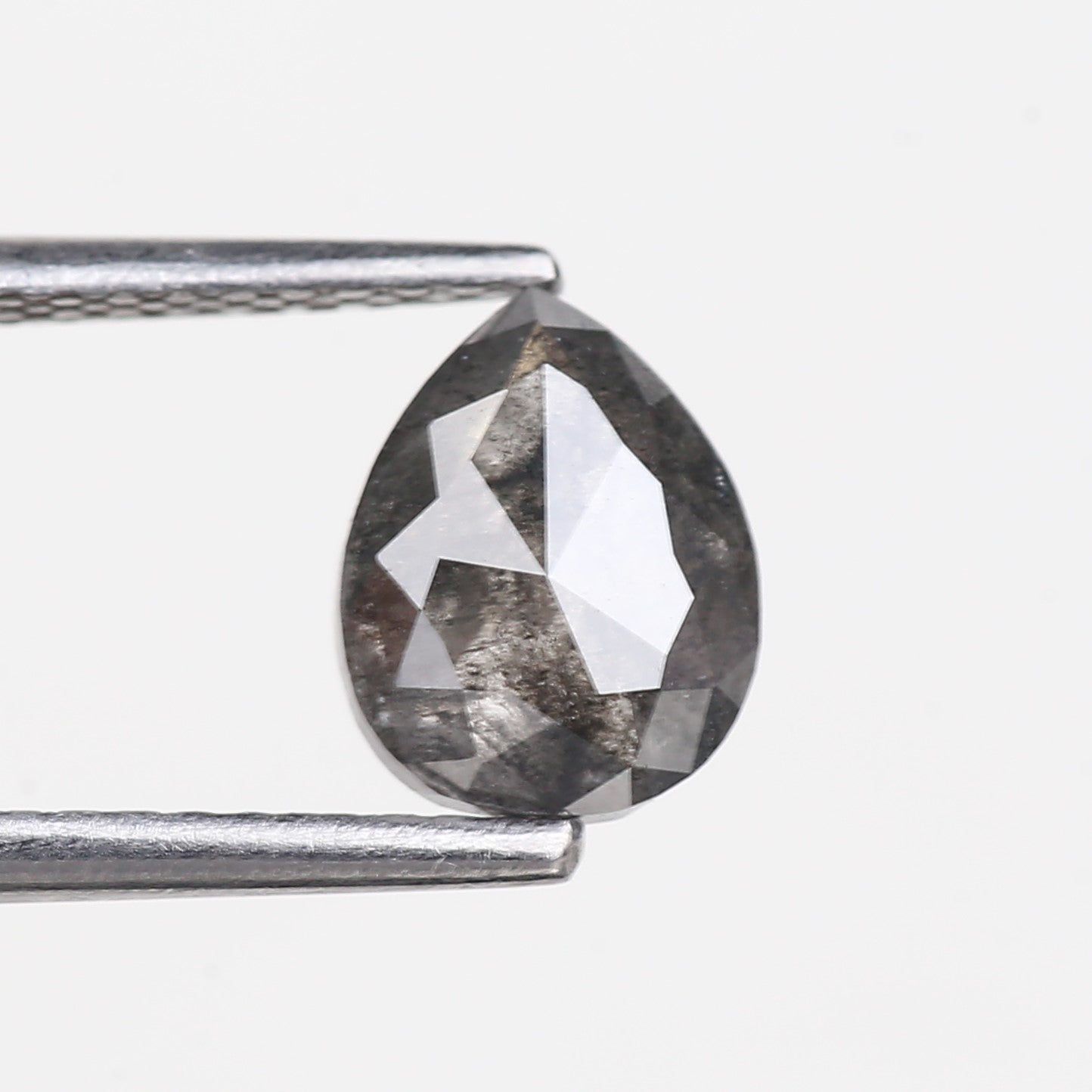 1.23 Carat Natural Pear Salt and Pepper Diamond 7.51 MM
