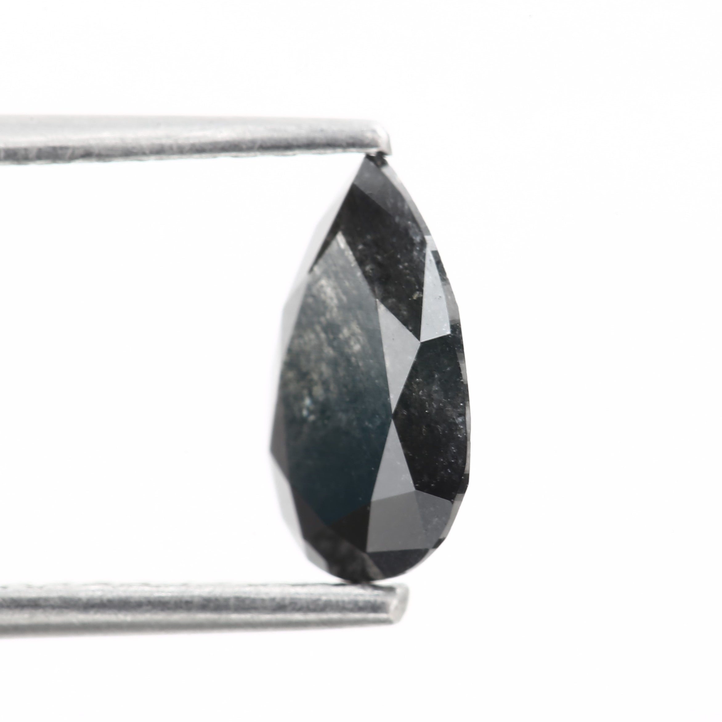 0.89 Carat Fancy Black Pear Shaped Salt and Pepper Diamond 8.54 MM