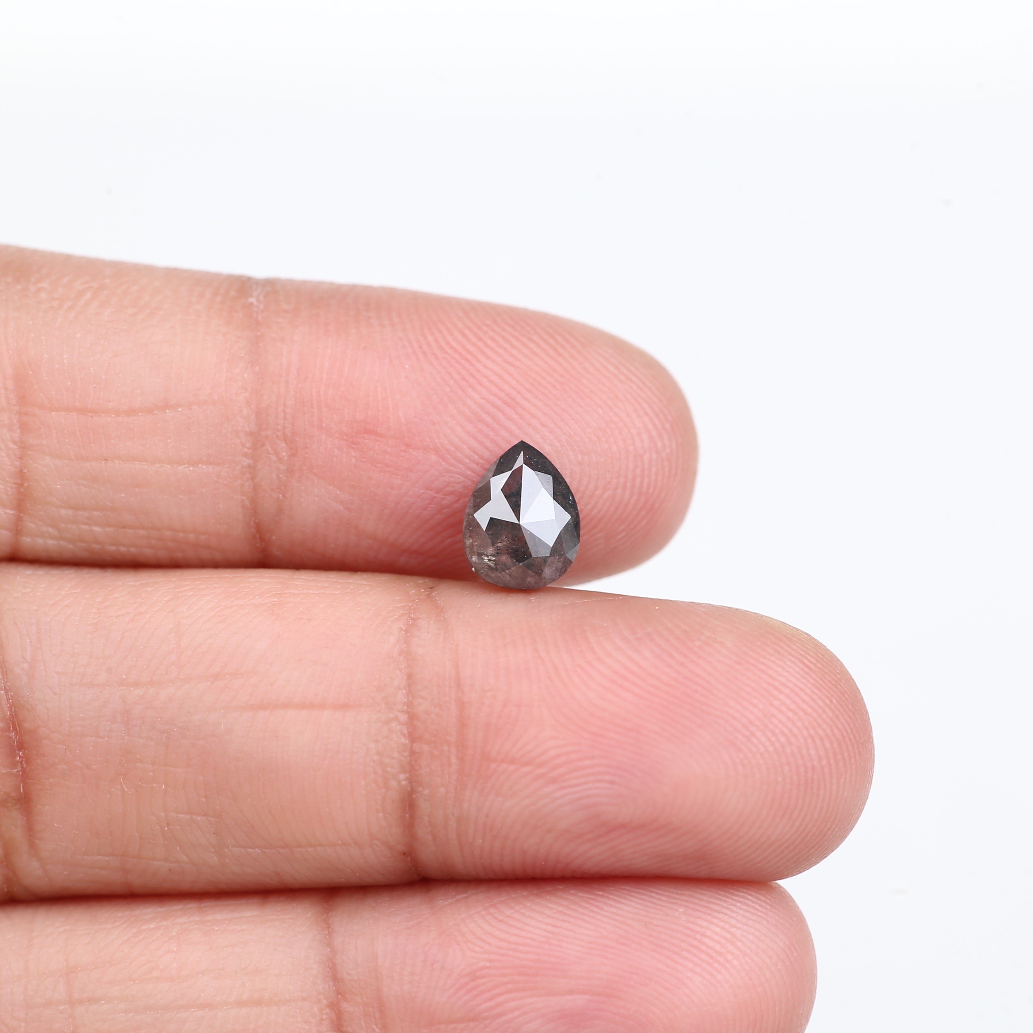 1.23 Carat Natural Pear Salt and Pepper Diamond 7.51 MM