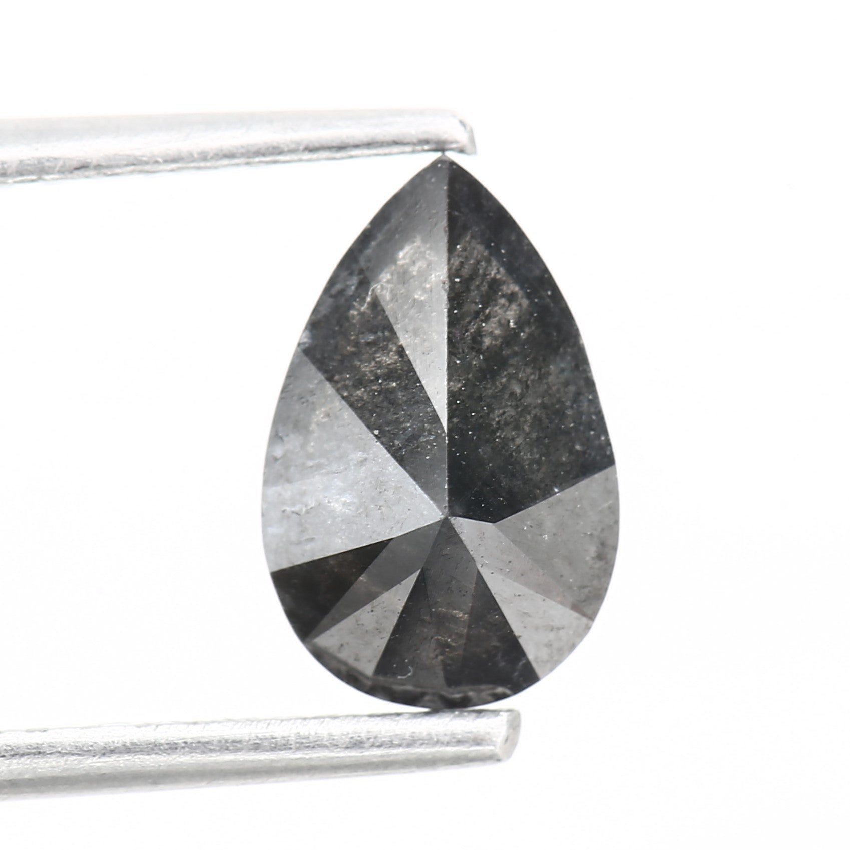 0.89 Carat Fancy Black Pear Shaped Salt and Pepper Diamond 8.54 MM