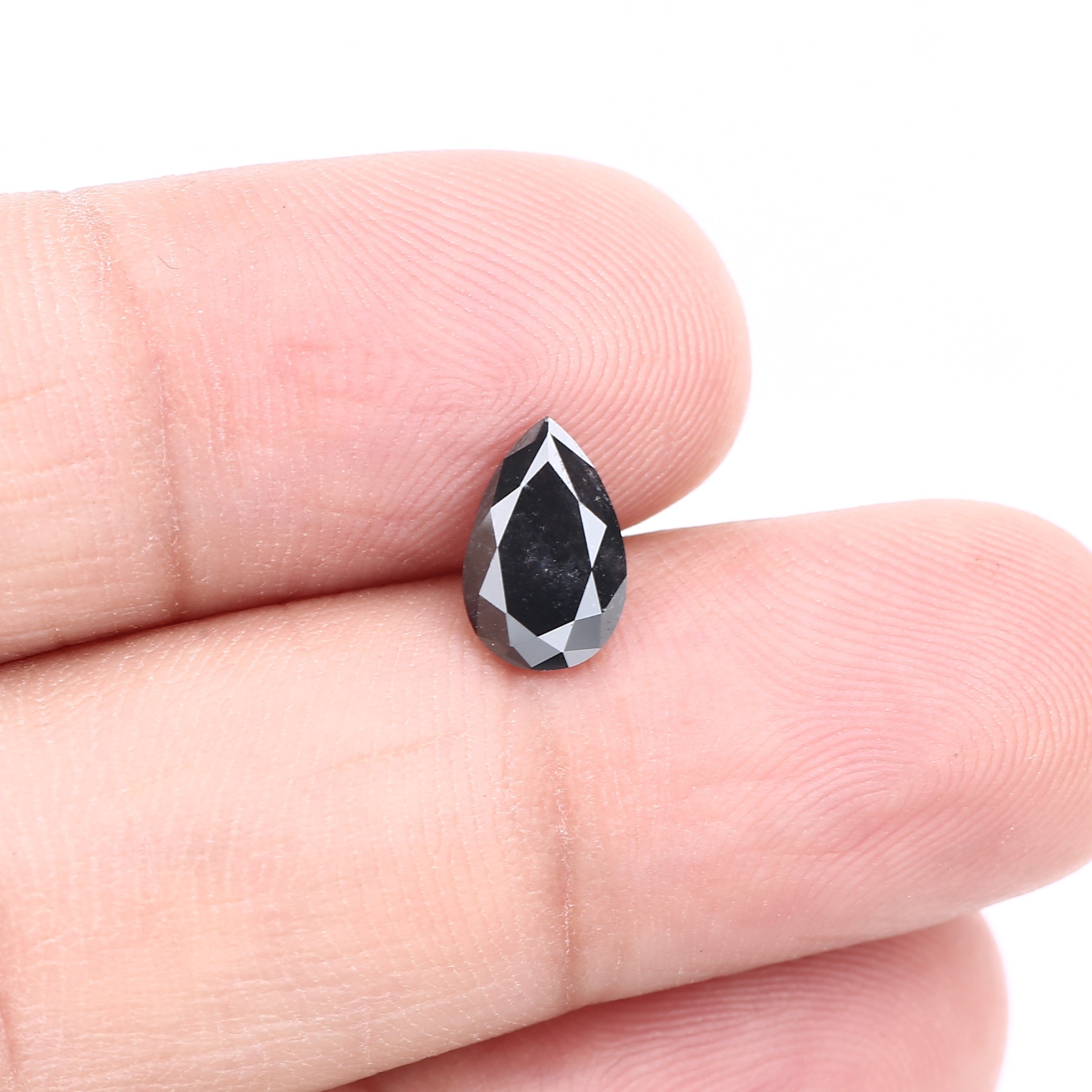 0.89 Carat Fancy Black Pear Shaped Salt and Pepper Diamond 8.54 MM