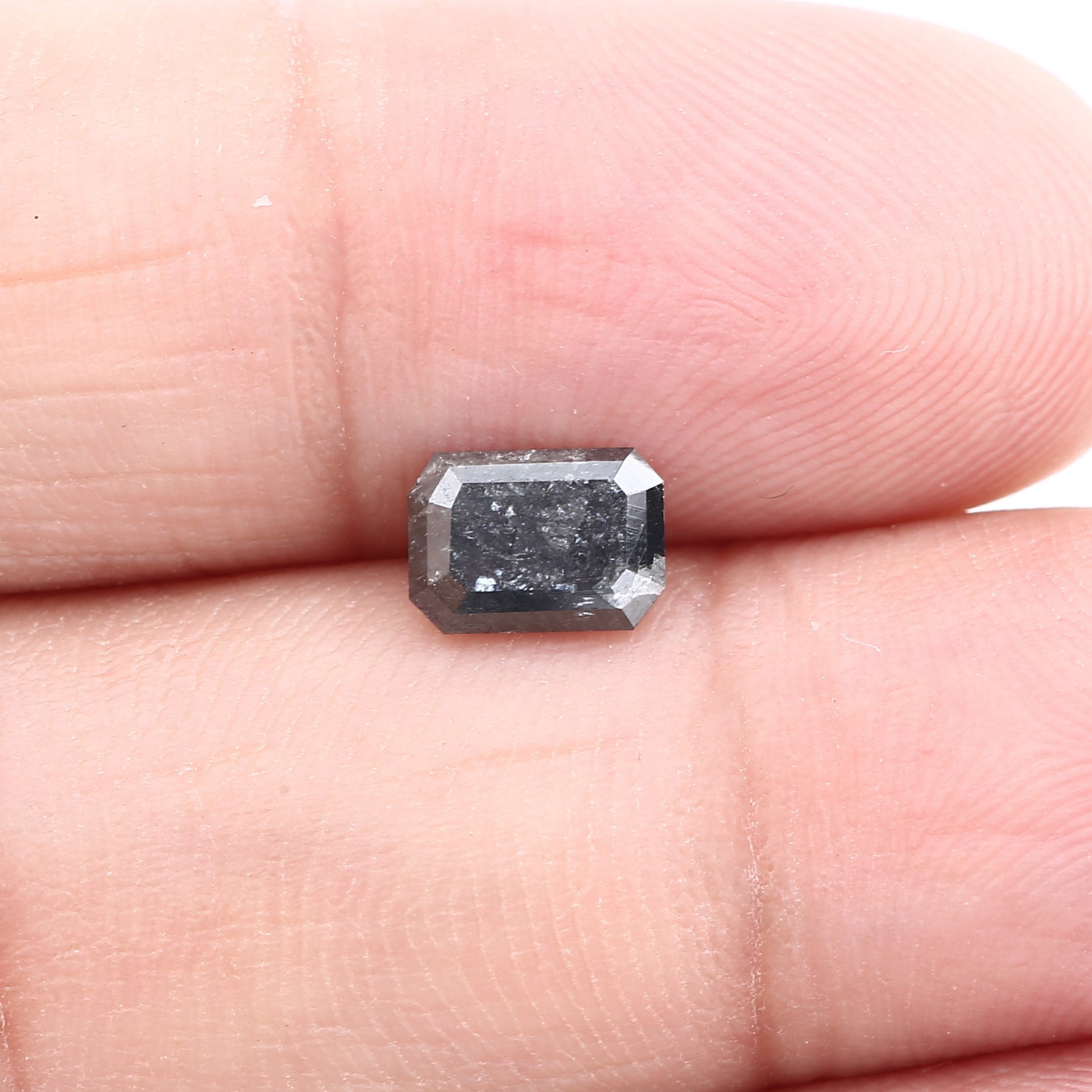 0.90 Carat 6.66 MM Natural Loose Black Emerald Salt and Pepper Diamond - Blackdiamond