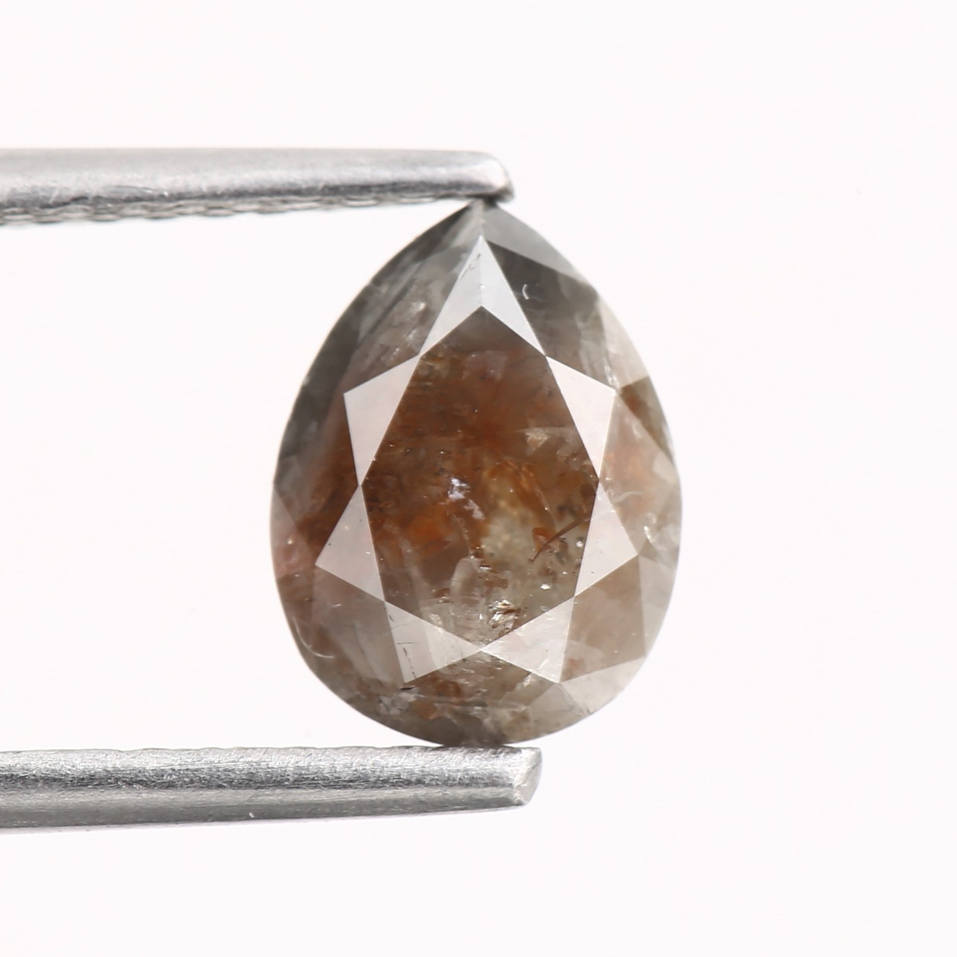 1.16 Carat Natural Orange Gray Pear Loose Diamond 7.72 MM