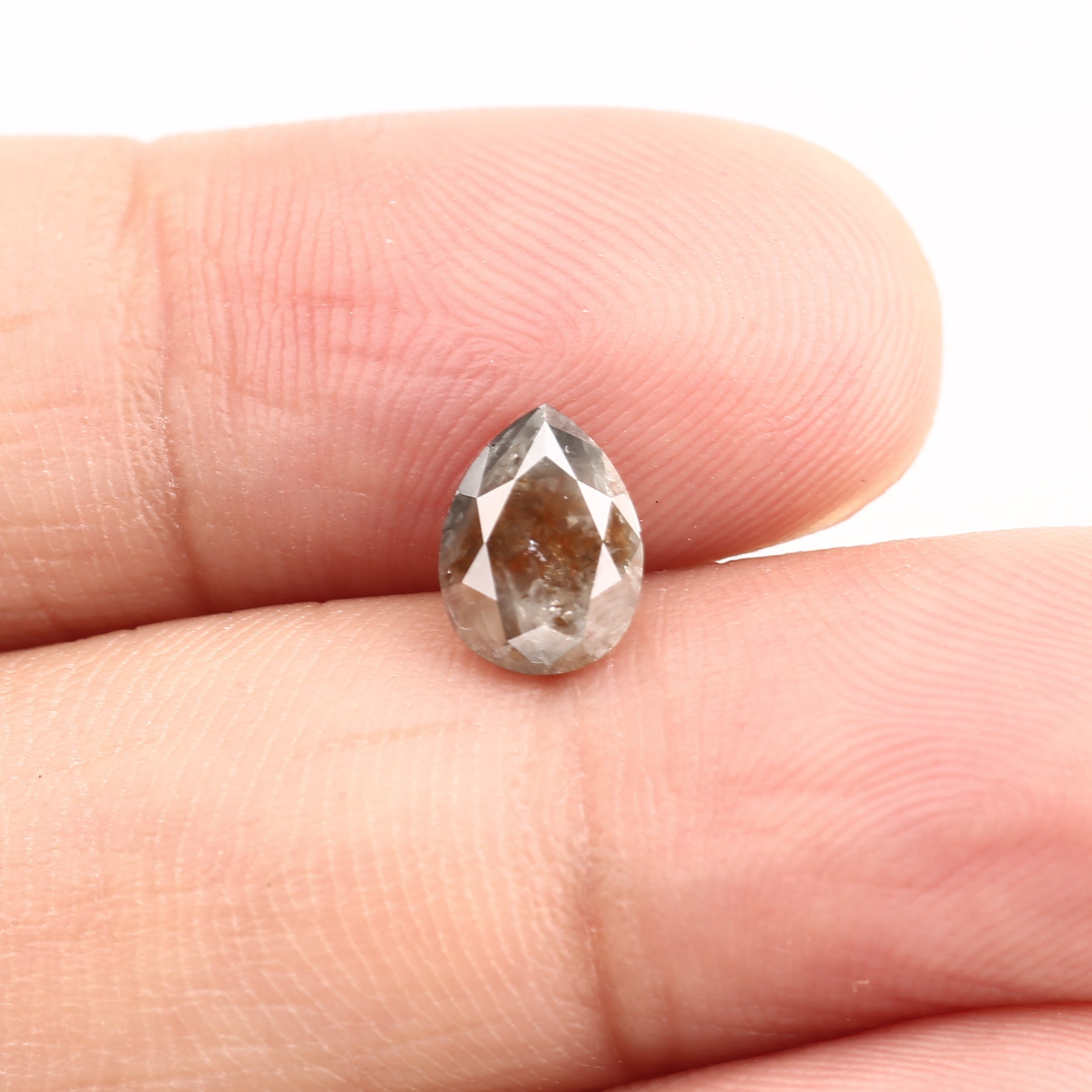 1.16 Carat Natural Orange Gray Pear Loose Diamond 7.72 MM