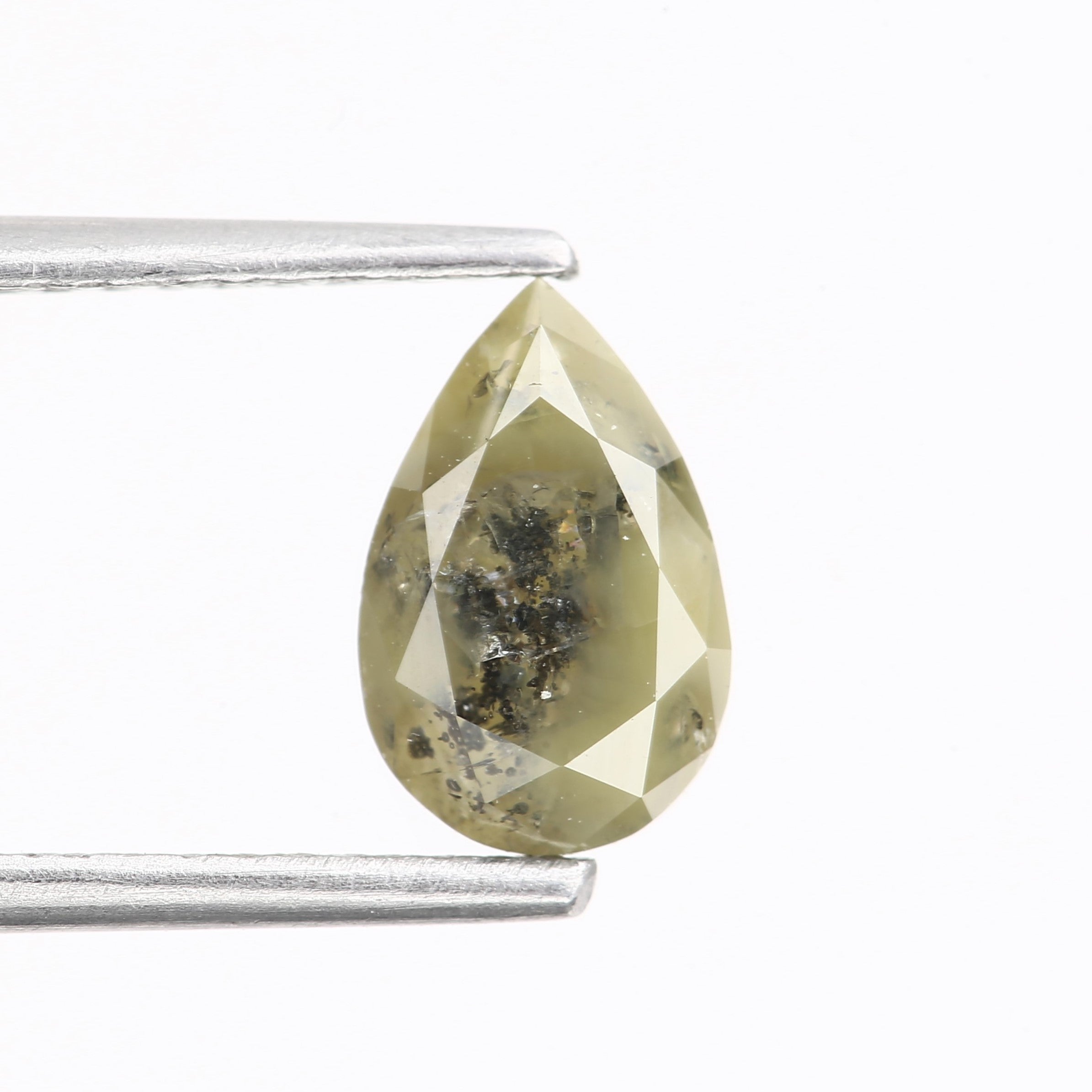1.18 Carat Rustic Natural Yellow Pear Brilliant Cut Diamond 8.18 MM