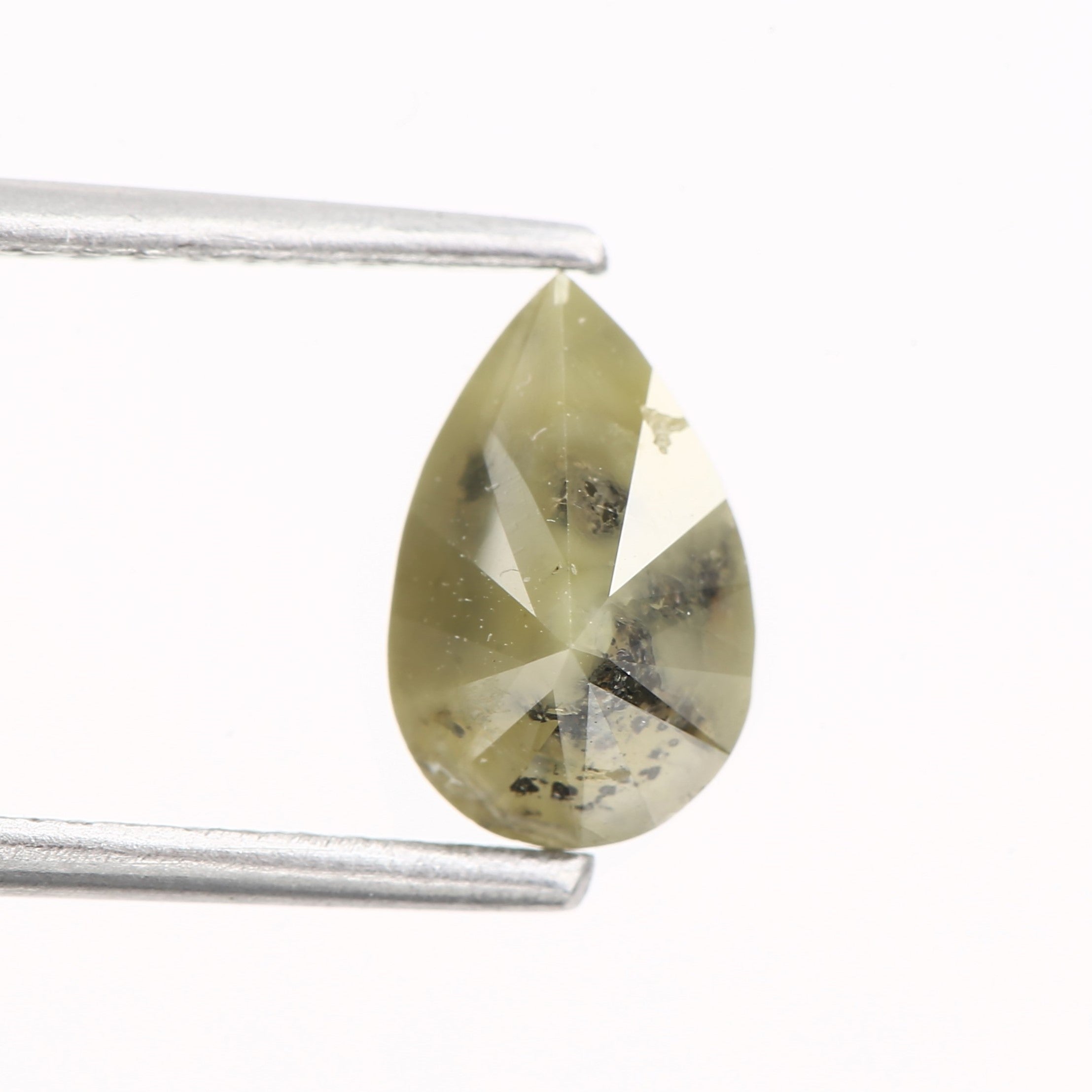 1.18 Carat Rustic Natural Yellow Pear Brilliant Cut Diamond 8.18 MM
