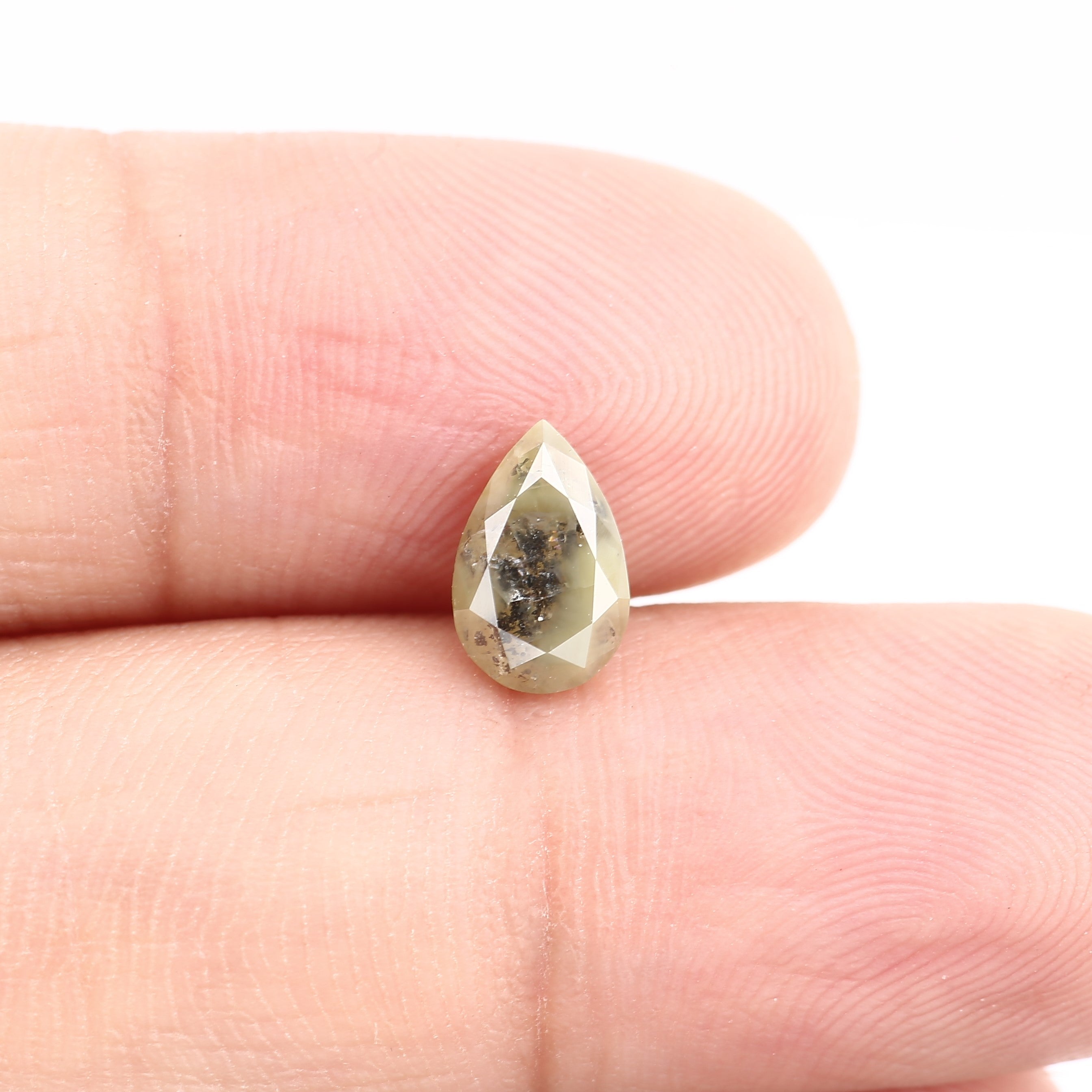 1.18 Carat Rustic Natural Yellow Pear Brilliant Cut Diamond 8.18 MM