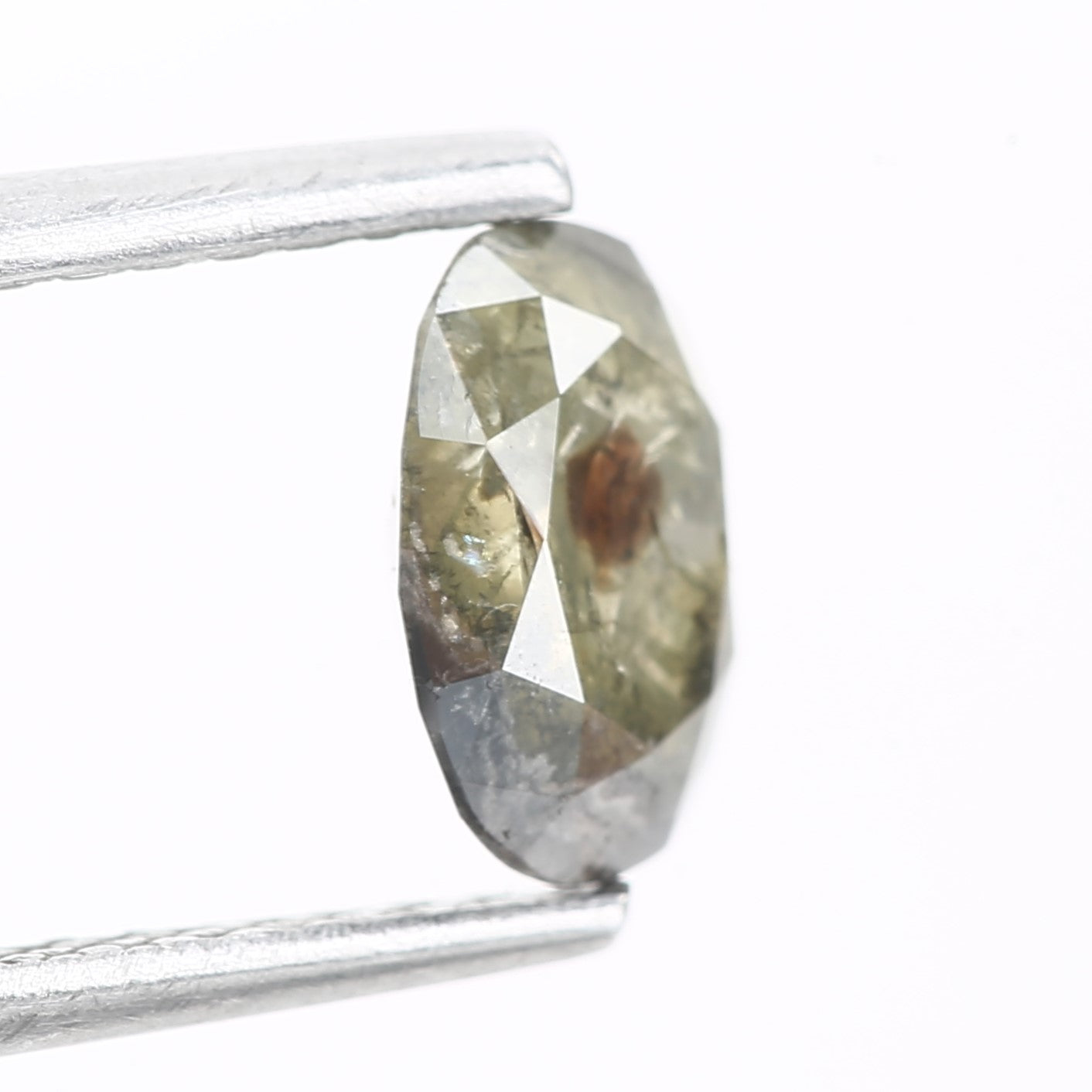 0.76 Carat Green Salt Pepper Oval Cut Natural Diamond 6.67 MM