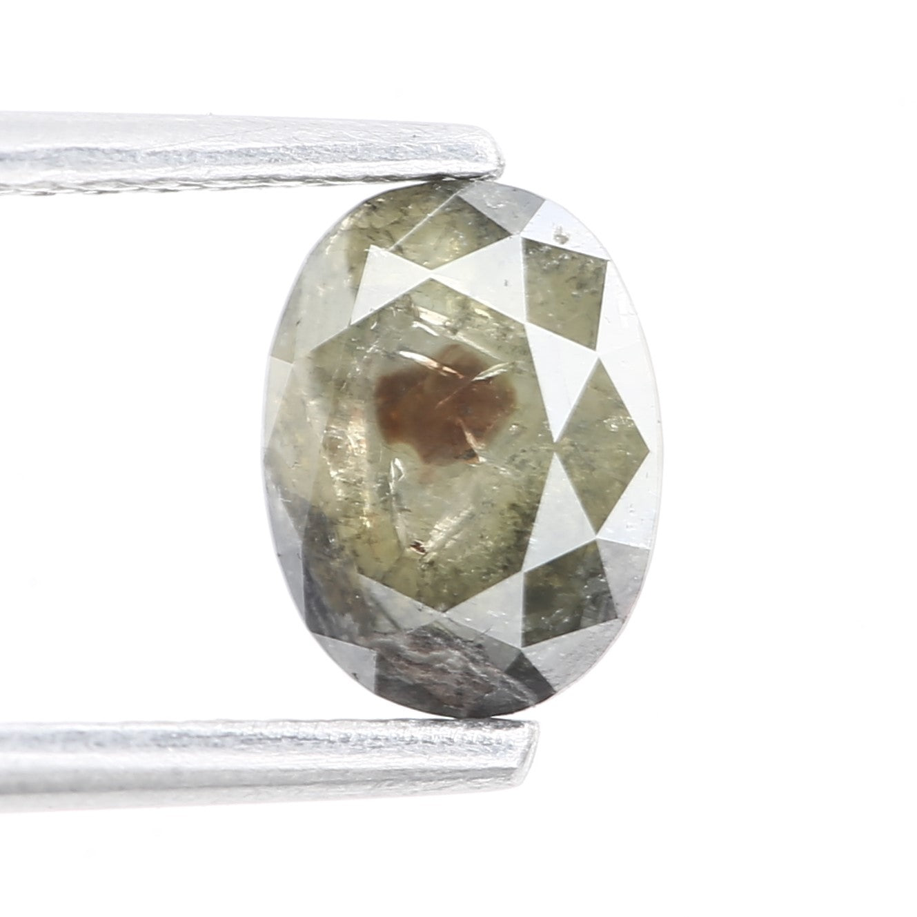 0.76 Carat Green Salt Pepper Oval Cut Natural Diamond 6.67 MM