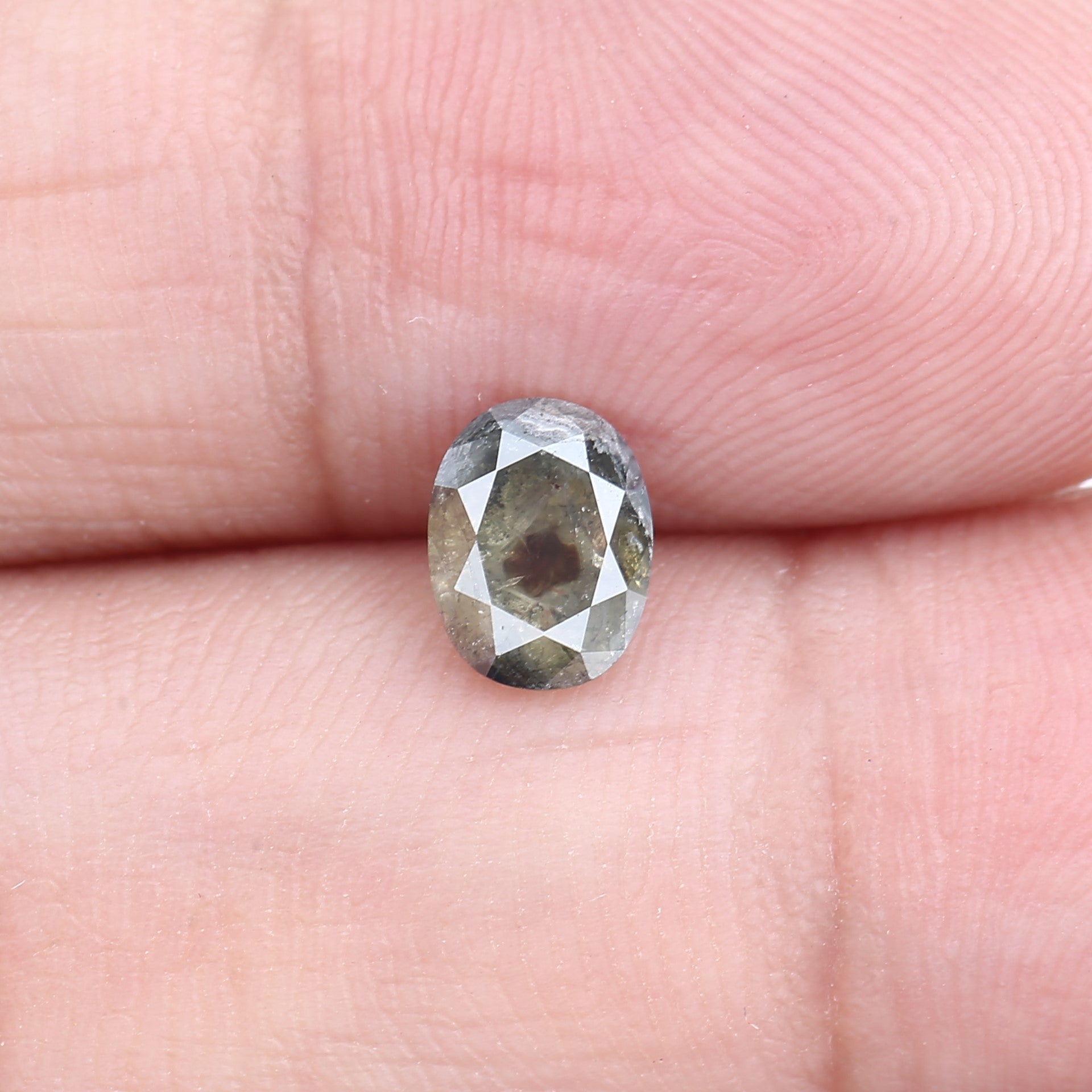 0.76 Carat Green Salt Pepper Oval Cut Natural Diamond 6.67 MM