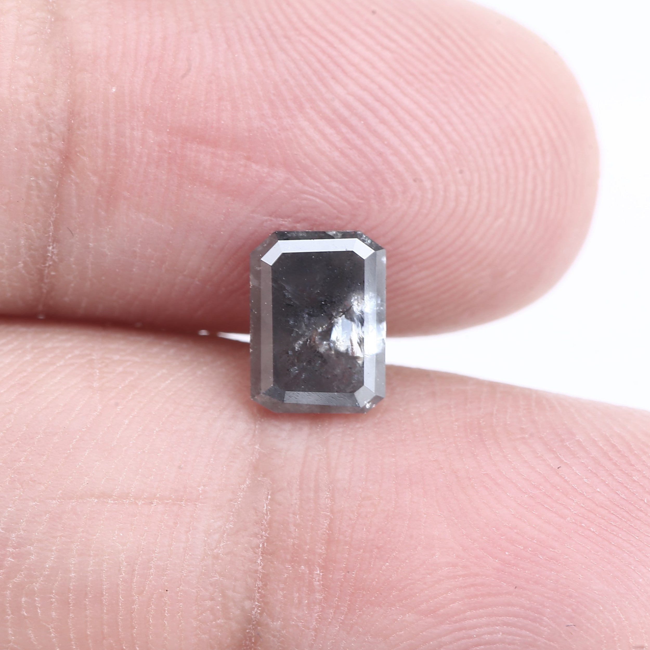 1.09 Carat 7.05 MM Natural Loose Gray Emerald Salt and Pepper Diamond - Blackdiamond
