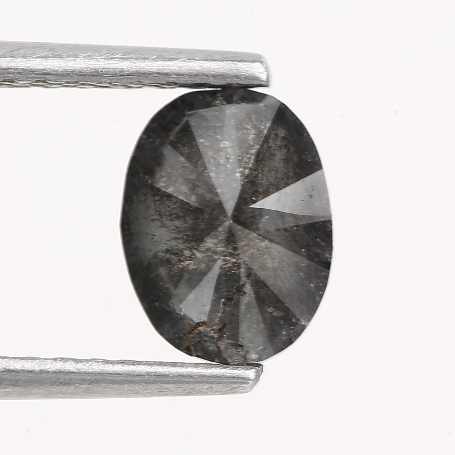 0.90 Carat Oval Gray Salt and Pepper Natural Diamond 6.89 MM