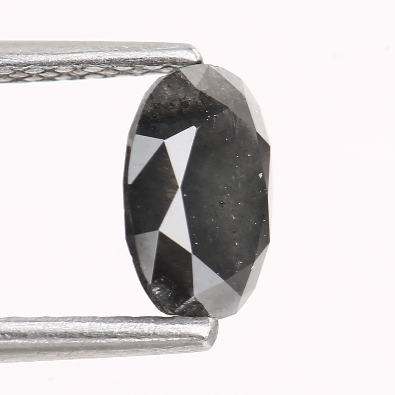 0.90 Carat Oval Gray Salt and Pepper Natural Diamond 6.89 MM