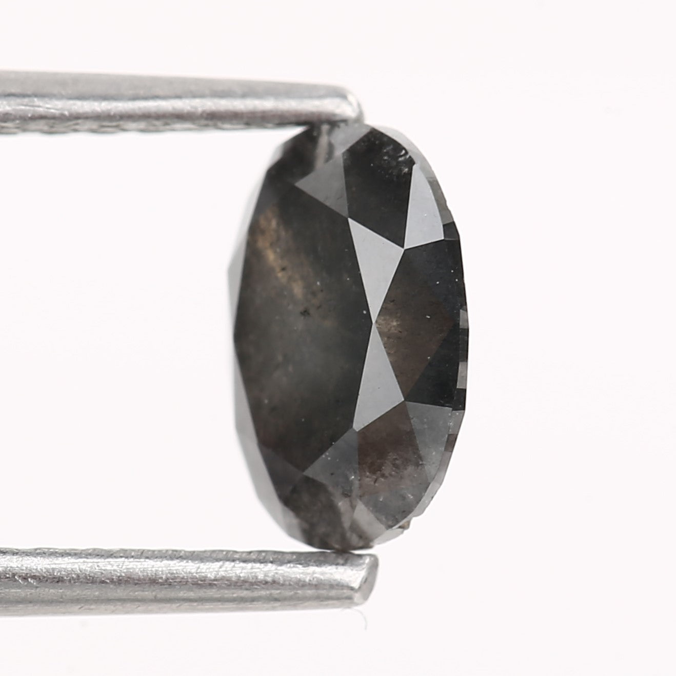 0.90 Carat Oval Gray Salt and Pepper Natural Diamond 6.89 MM