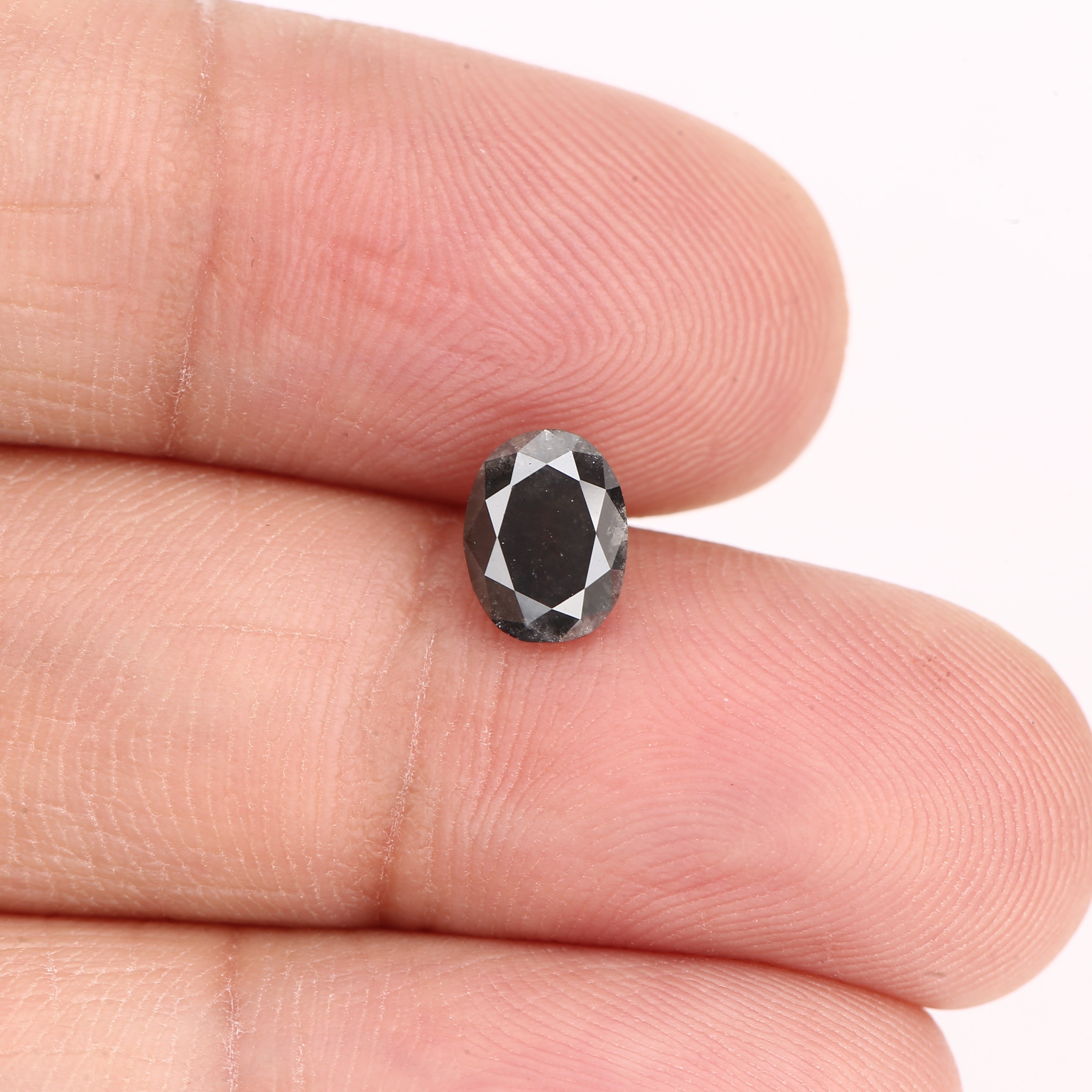 0.90 Carat Oval Gray Salt and Pepper Natural Diamond 6.89 MM