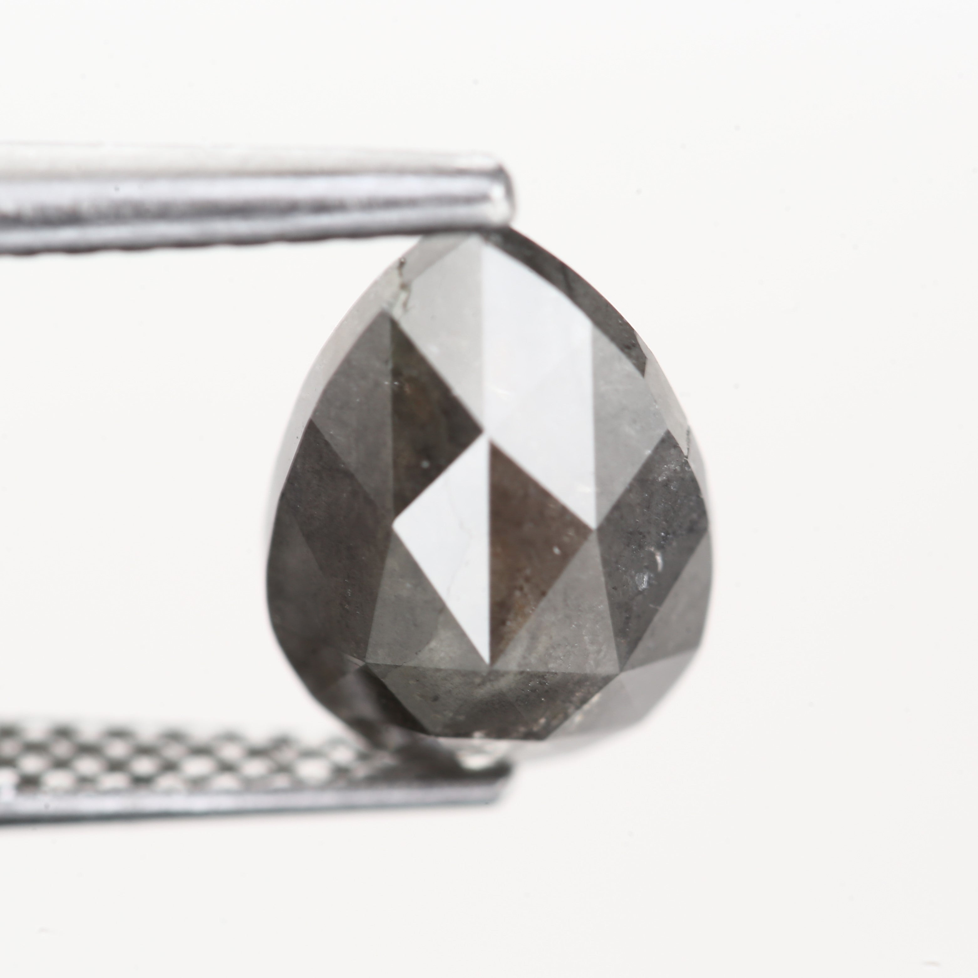 1.55 Carat Natural Pear Loose Rose Cut Salt and Pepper Diamond 9 MM
