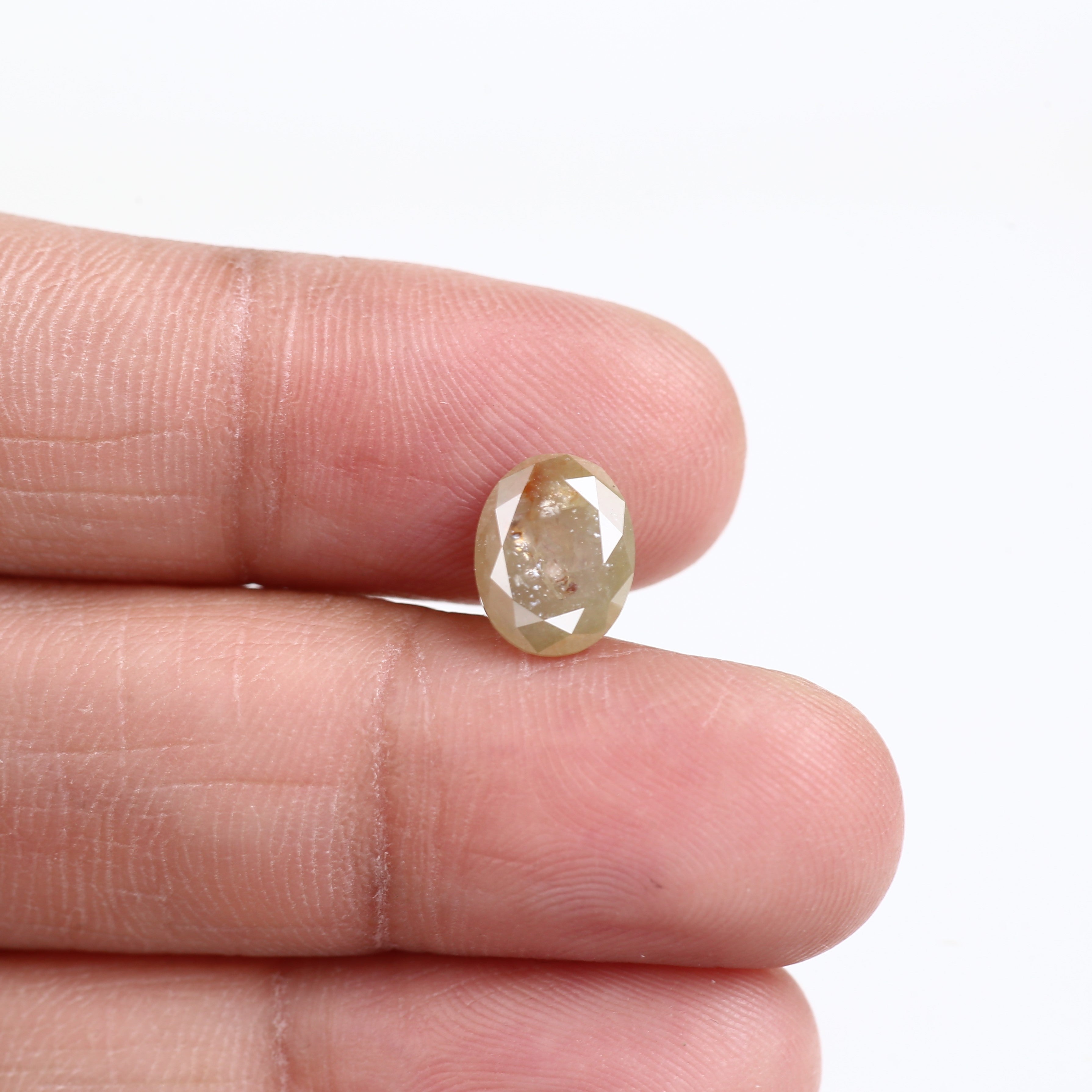1.69 Carat Natural Yellow Oval Cut Salt and Pepper Diamond 9.15 MM