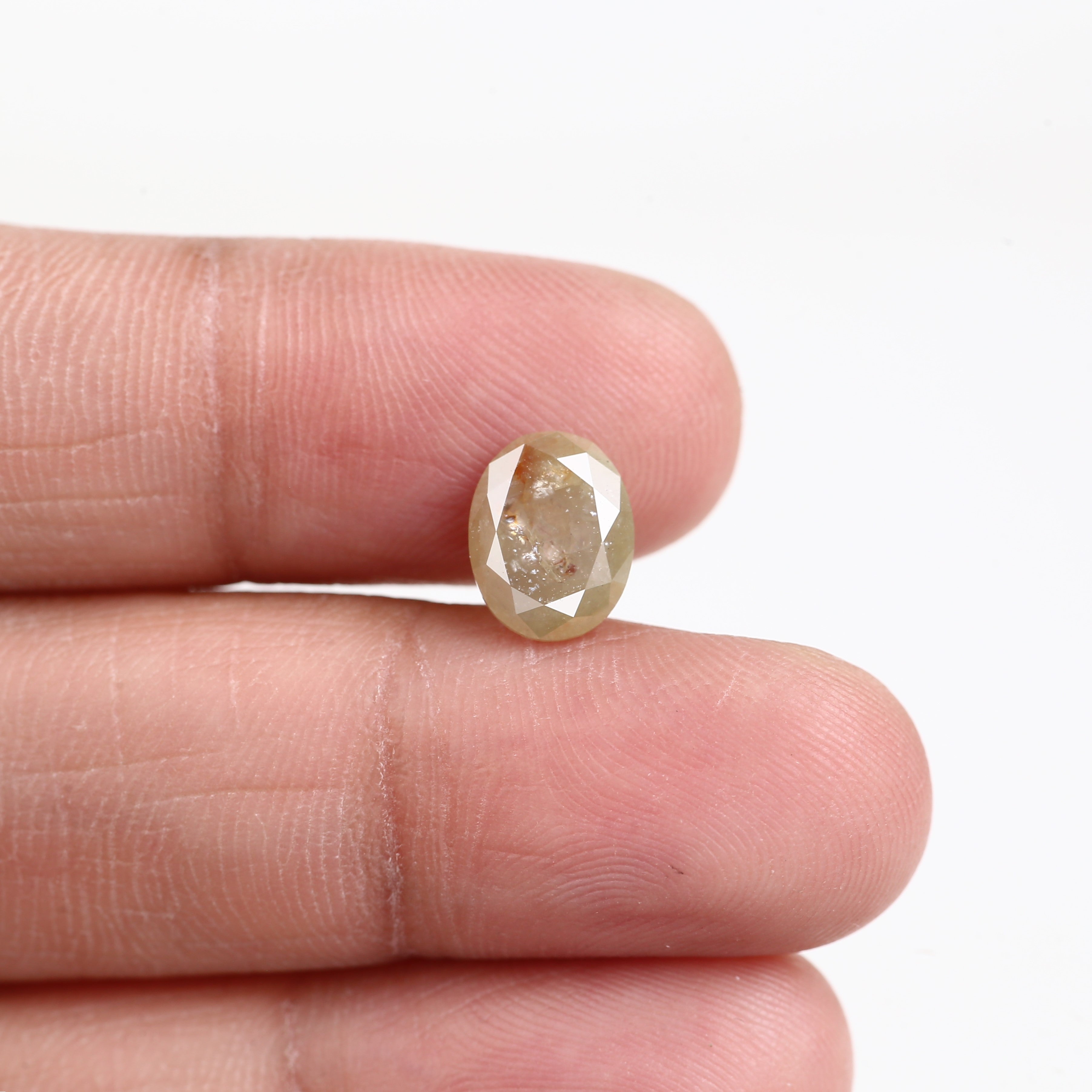 1.69 Carat Natural Yellow Oval Cut Salt and Pepper Diamond 9.15 MM