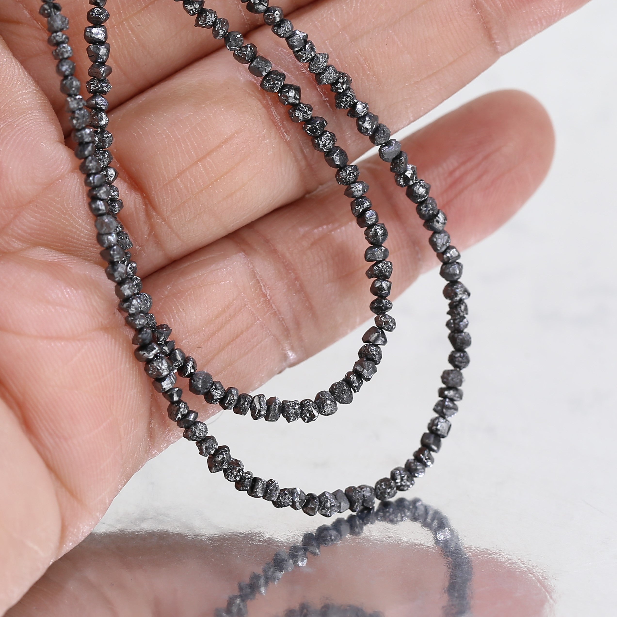 20.00 Carat Natural Black Colour Rough Diamonds Beads Loose Rough Beads 1.30-2 MM