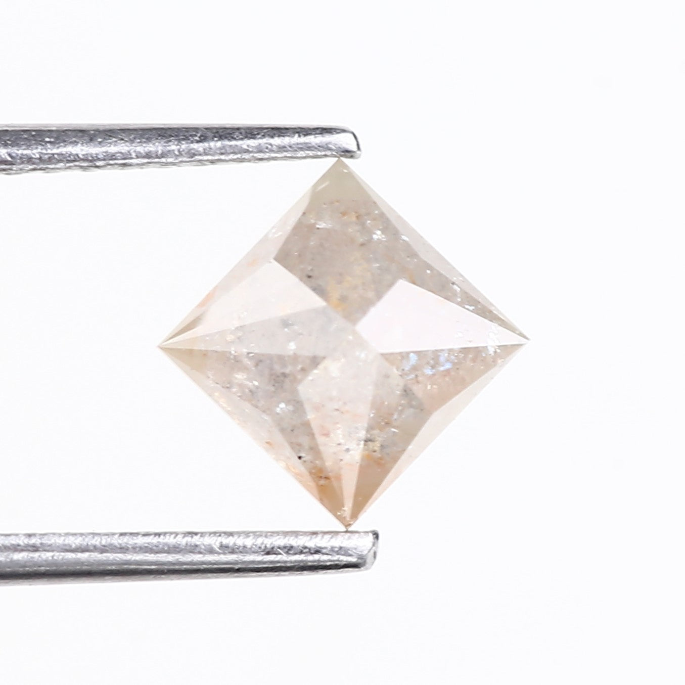 1.42 Carat Natural Peach Grey Princess Cut Salt and Pepper Diamond 5.61 MM