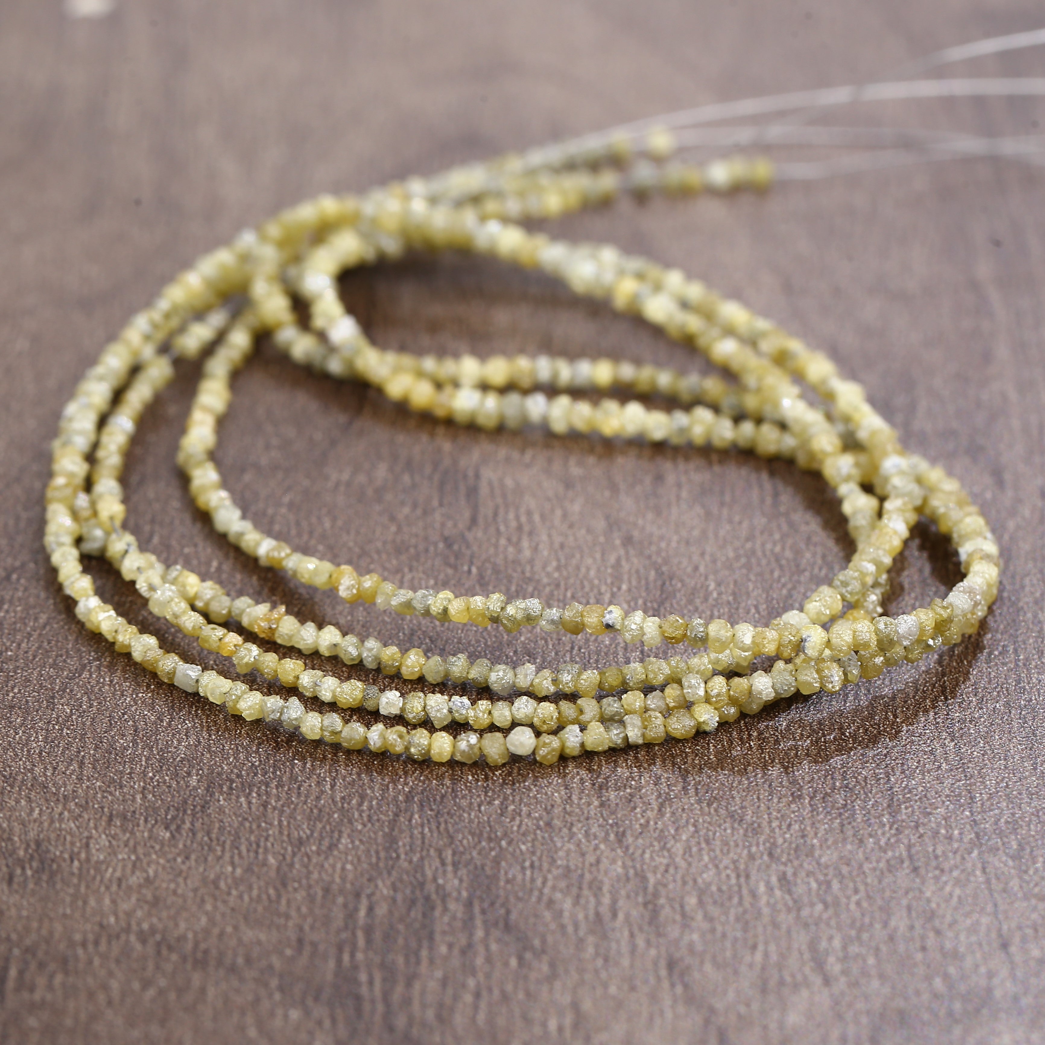 15 Carat Natural Beads Strand Uncut Yellow Loose Diamond for Jewelry Making