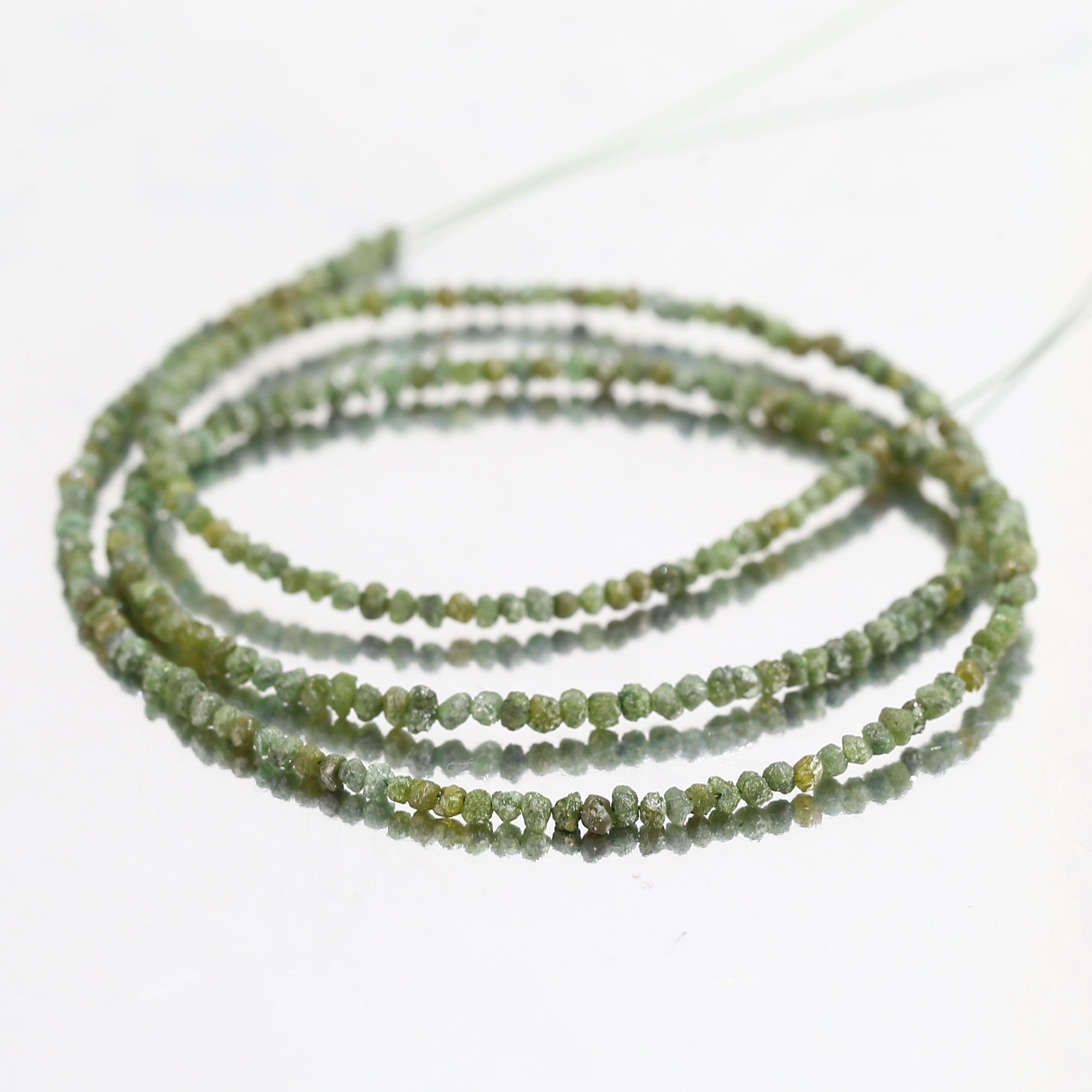 15 Carat Natural Rough Diamonds Beads Strand Green Raw Diamonds Beads 1.30-2 MM
