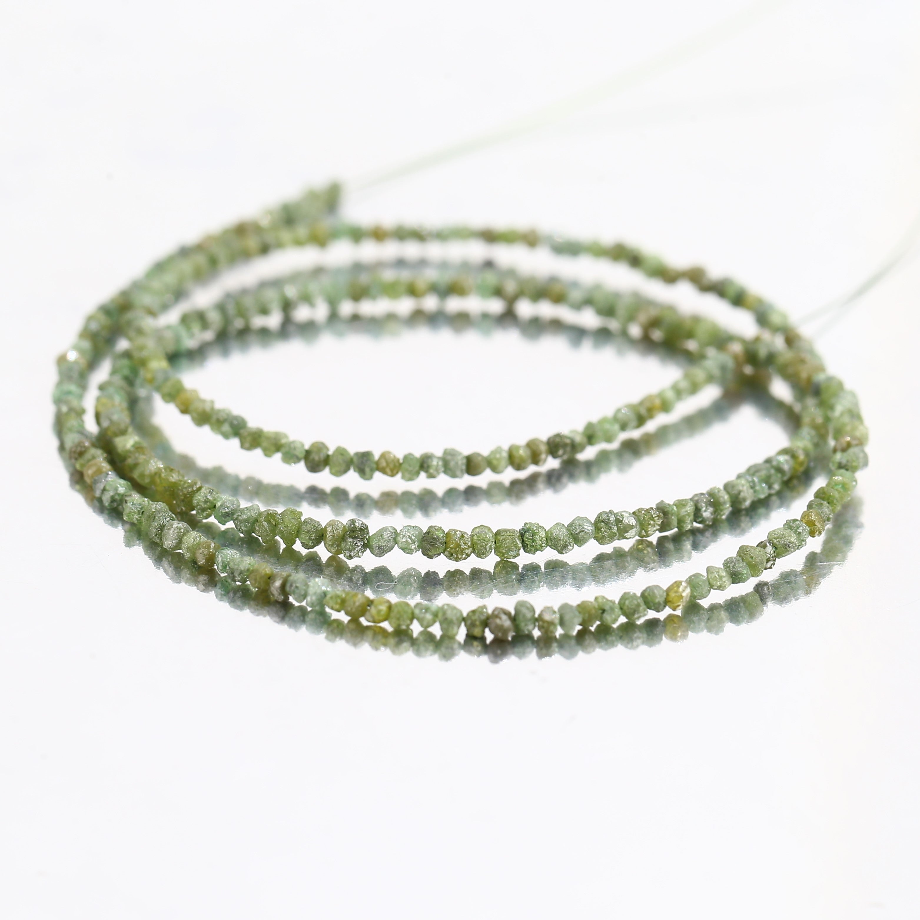 15 Carat Natural Rough Diamonds Beads Strand Green Raw Diamonds Beads 1.30-2 MM