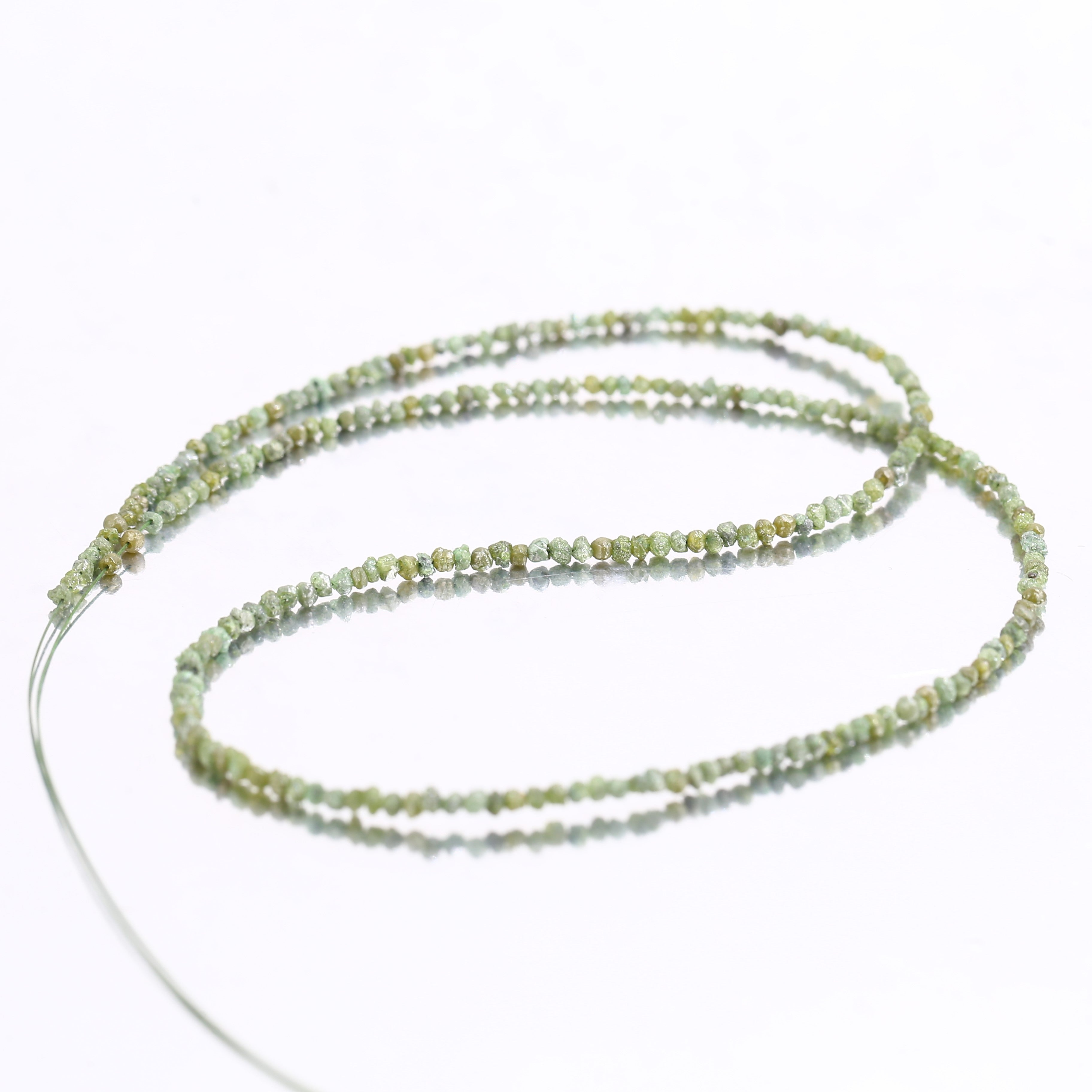 15 Carat Natural Rough Diamonds Beads Strand Green Raw Diamonds Beads 1.30-2 MM