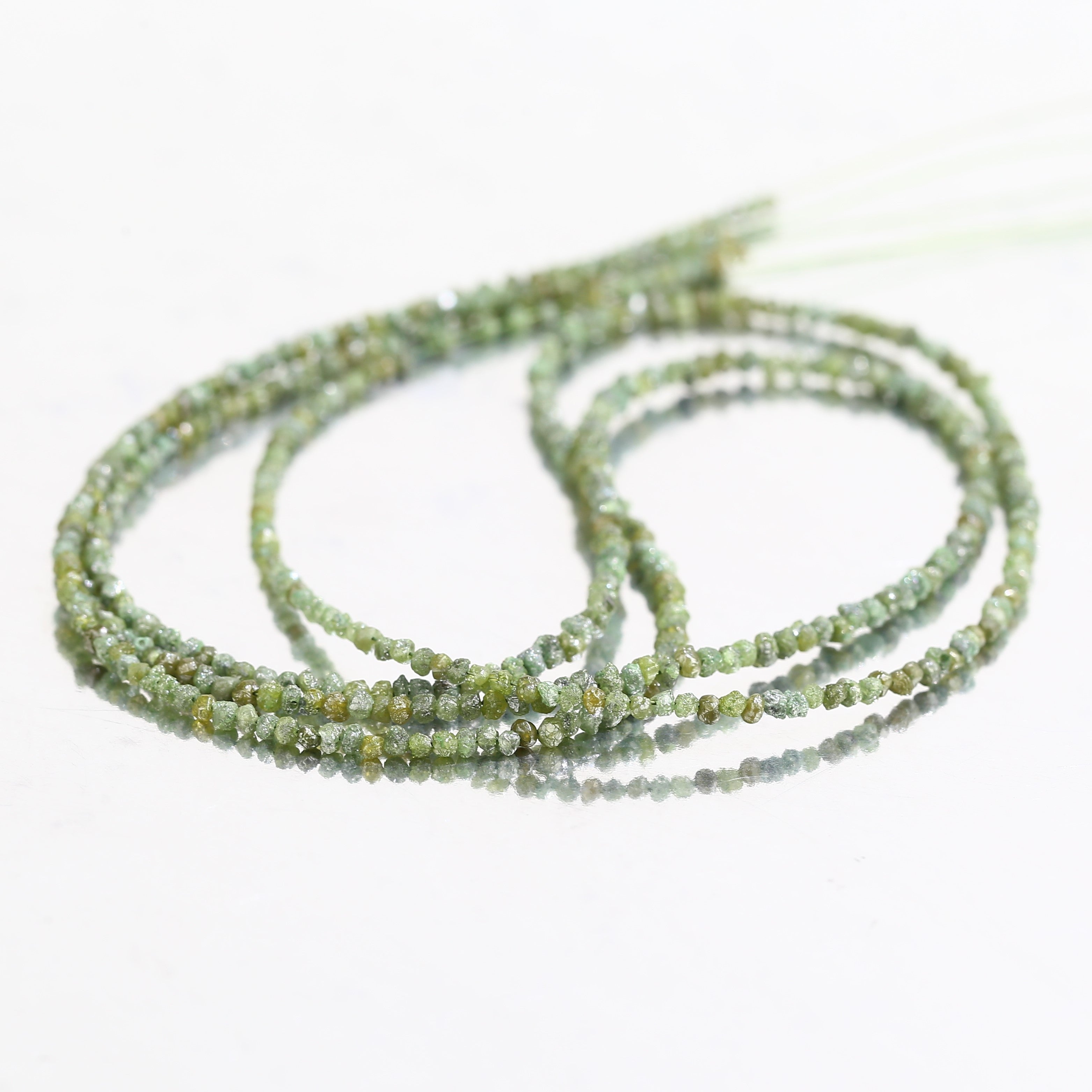15 Carat Natural Rough Diamonds Beads Strand Green Raw Diamonds Beads 1.30-2 MM