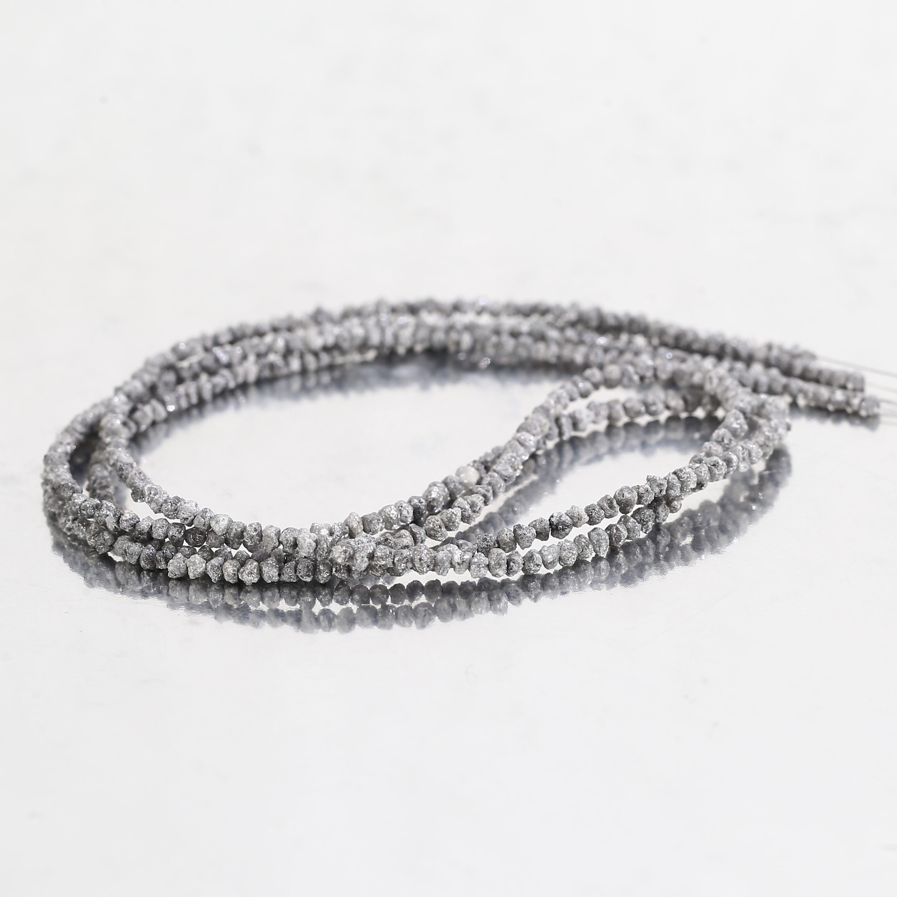 20.00 Carat Natural Gray Diamond Beads Rough Uncut Strand 1.30-2 MM