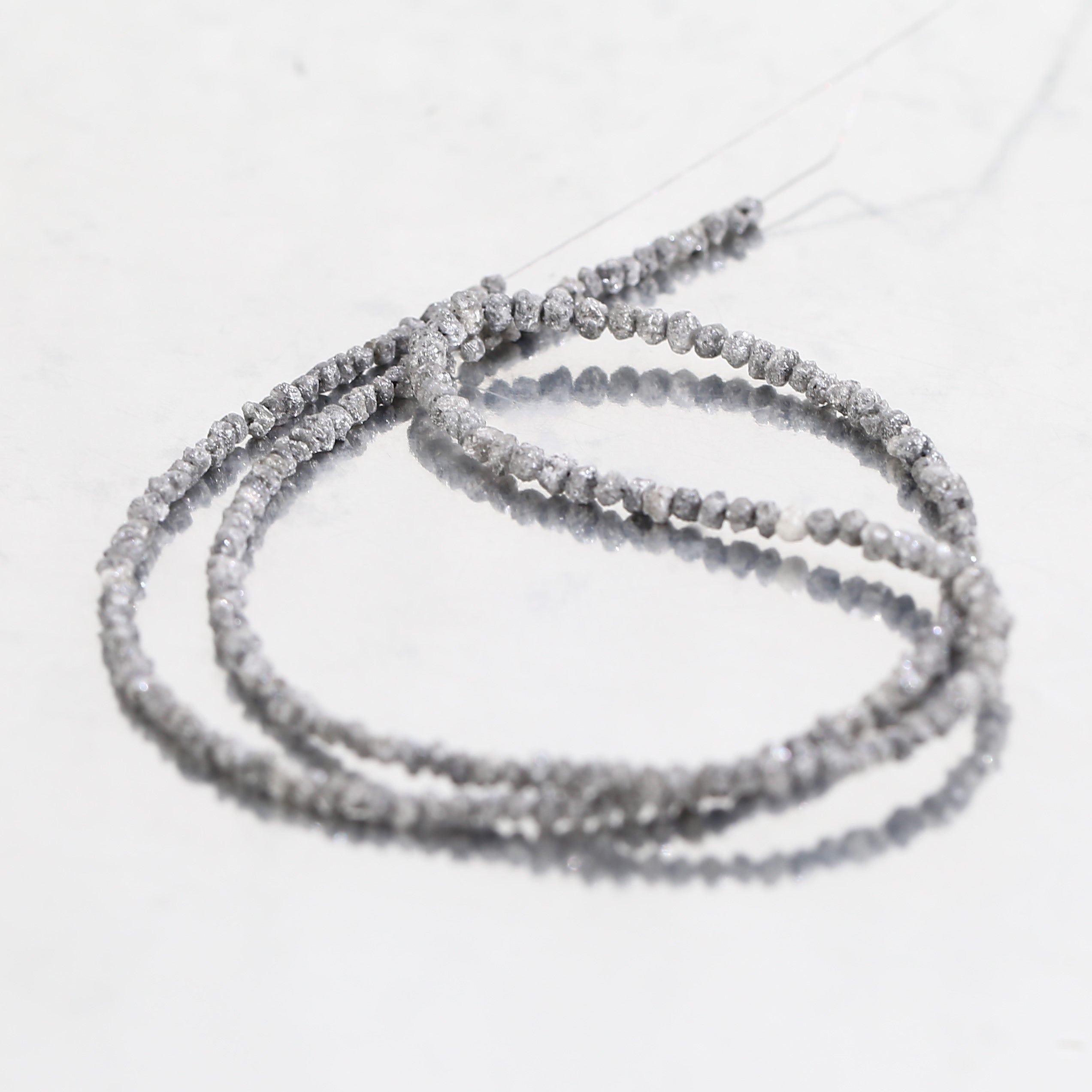 20.00 Carat Natural Gray Diamond Beads Rough Uncut Strand 1.30-2 MM