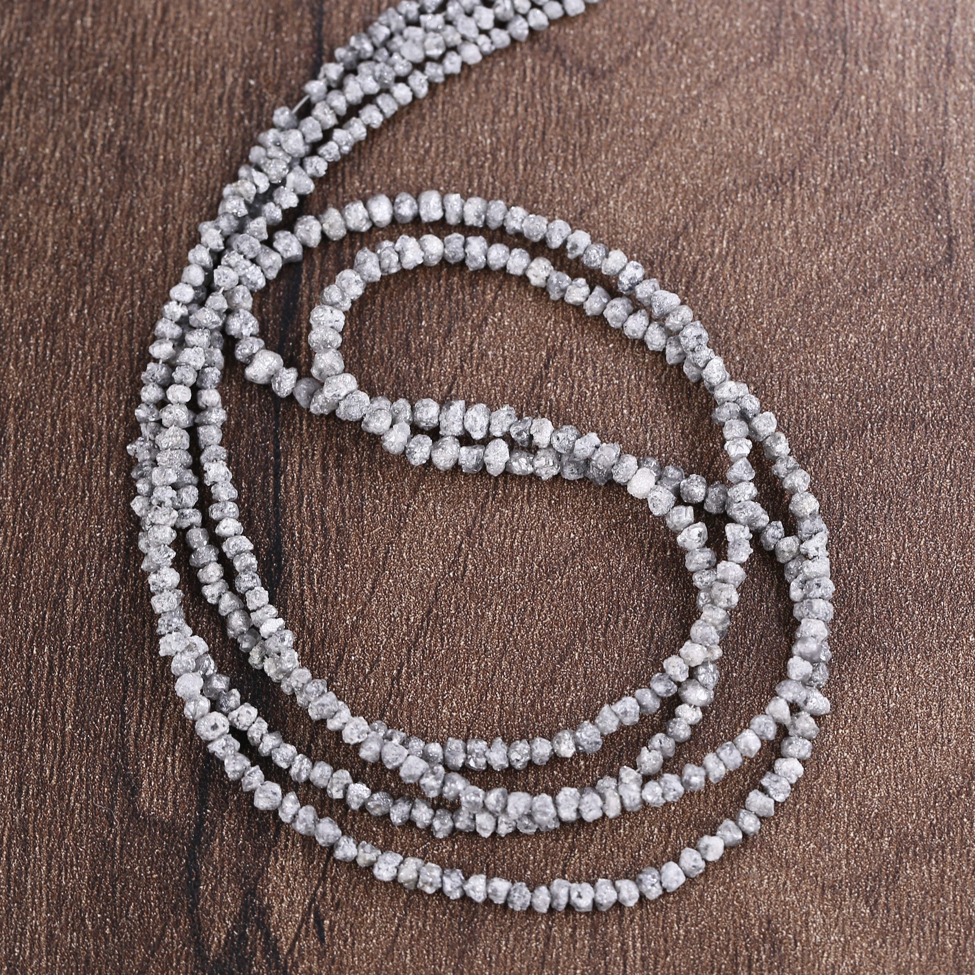 20.00 Carat Natural Gray Diamond Beads Rough Uncut Strand 1.30-2 MM