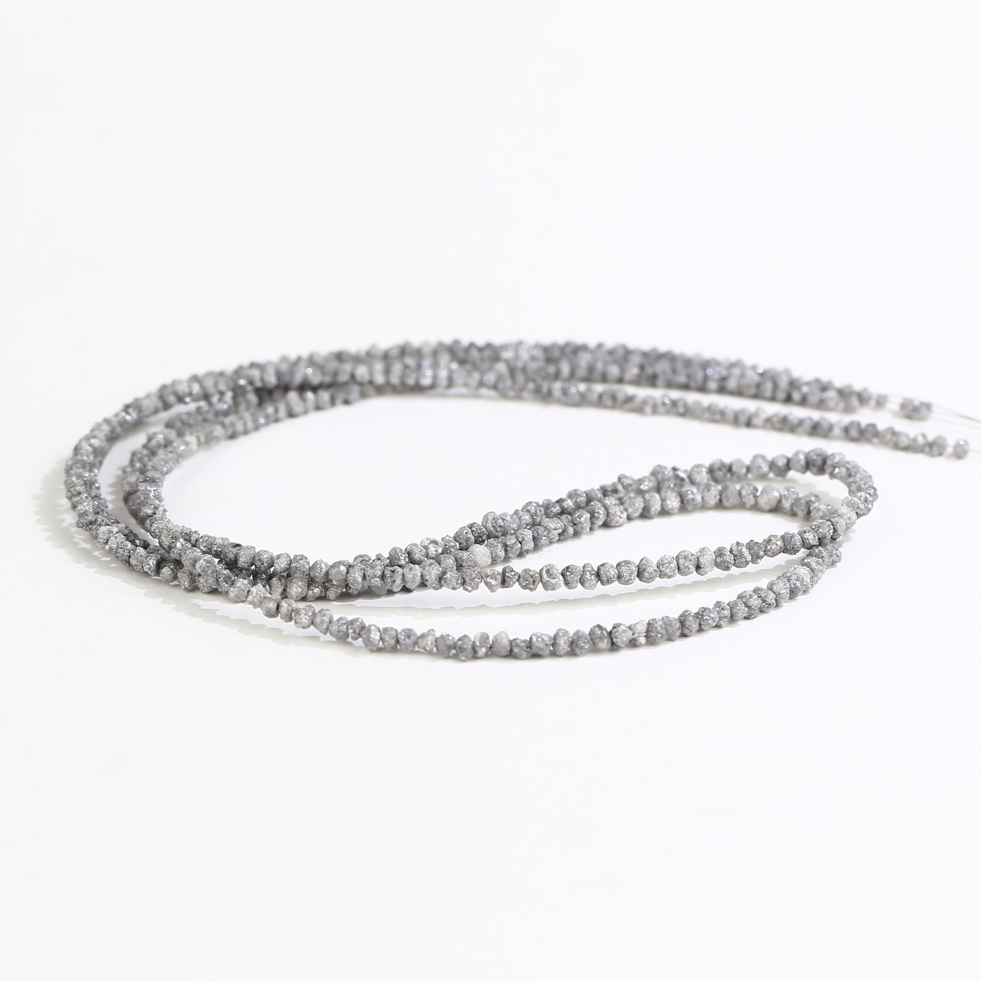 20.00 Carat Natural Gray Diamond Beads Rough Uncut Strand 1.30-2 MM