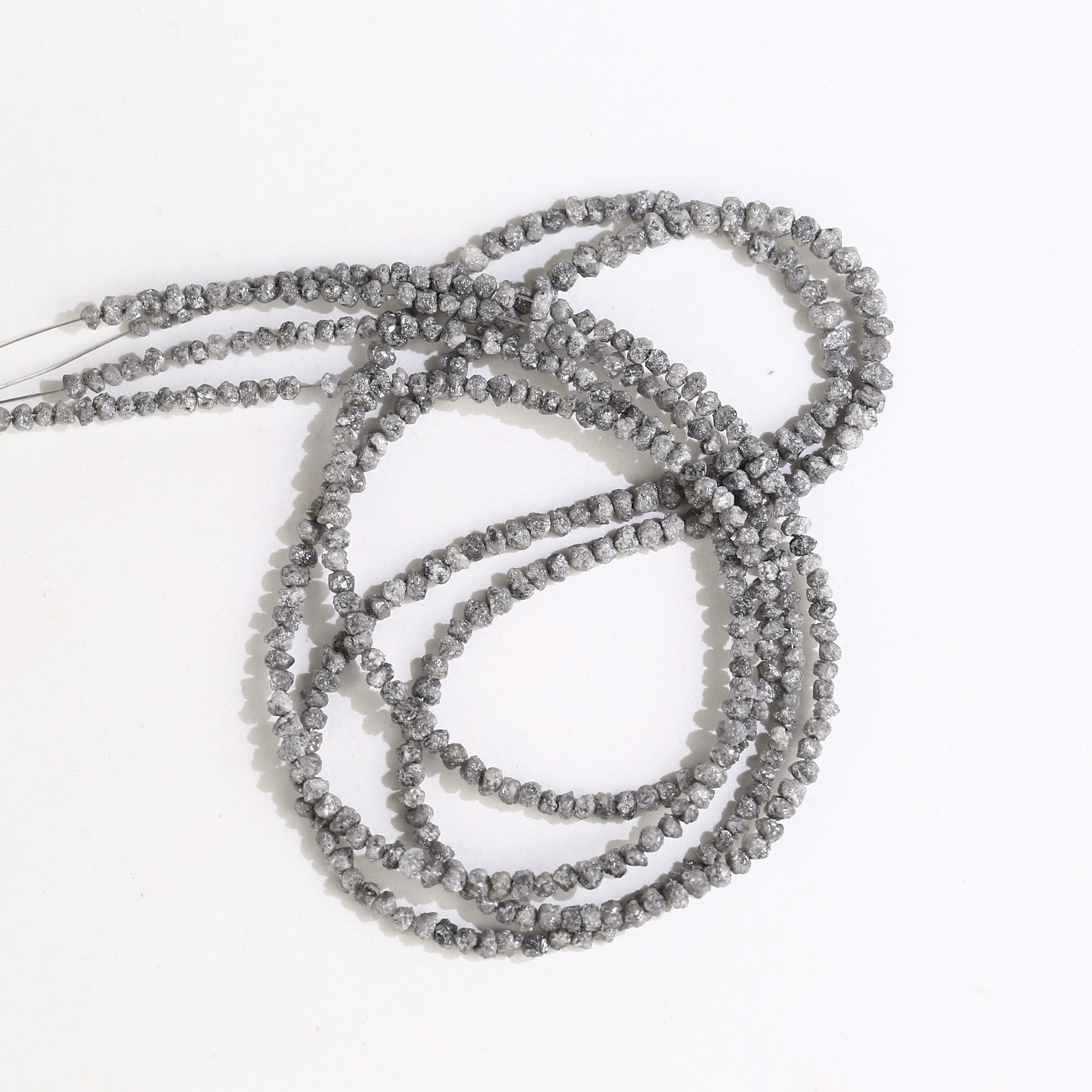 20.00 Carat Natural Gray Diamond Beads Rough Uncut Strand 1.30-2 MM