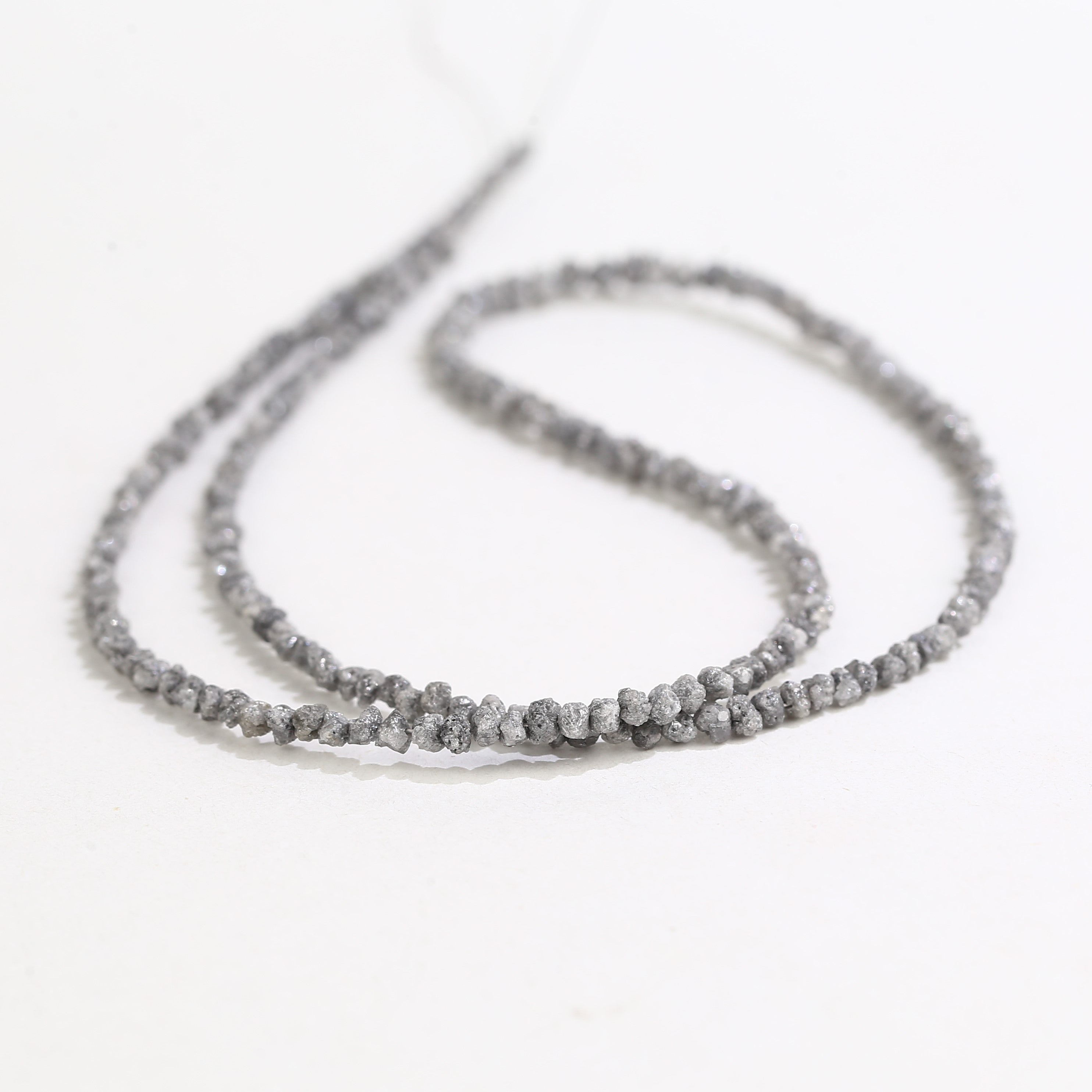 20.00 Carat Natural Gray Diamond Beads Rough Uncut Strand 1.30-2 MM